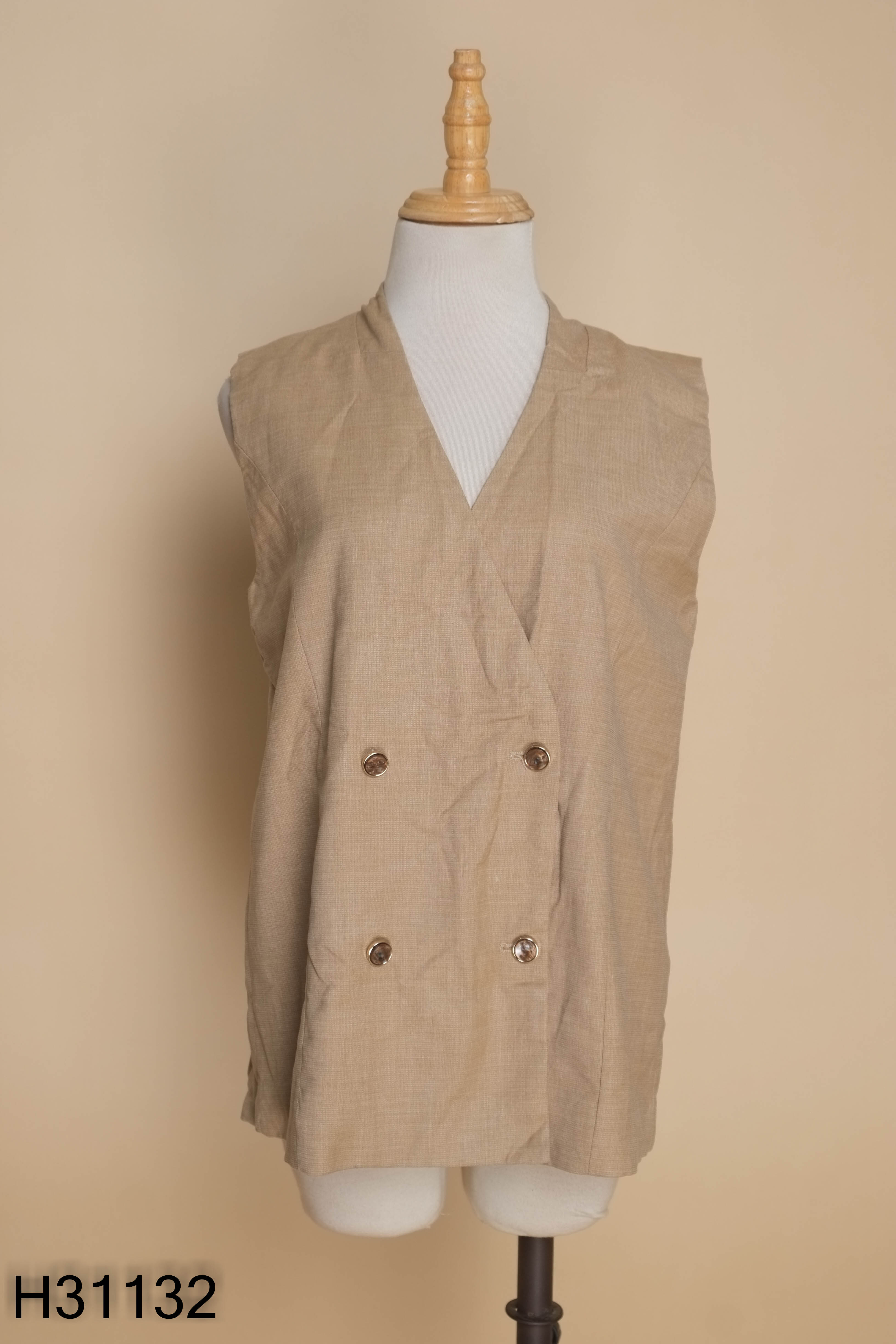 Áo blazer gile nâu trơn