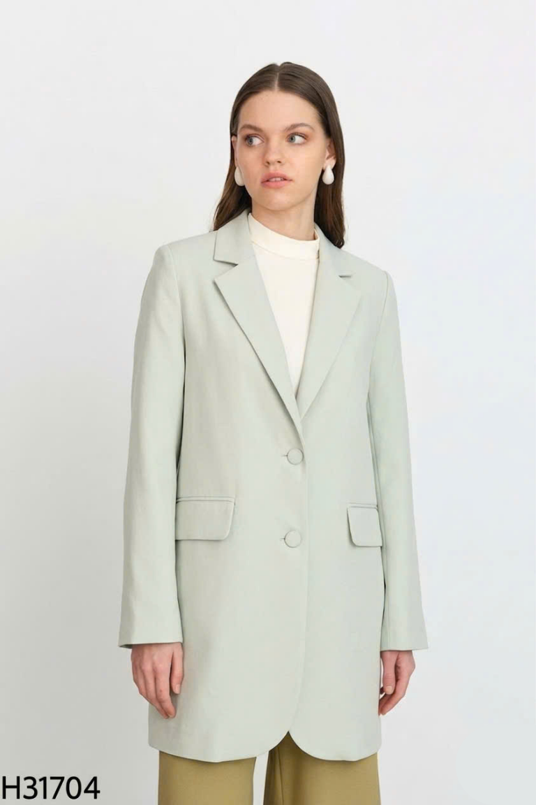 Áo khoác blazers xanh C'CHAT trơn