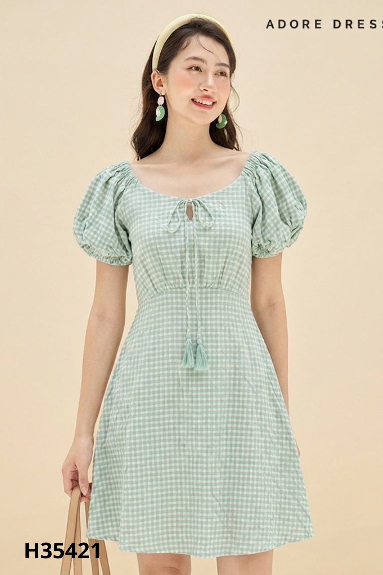 Váy ADORE DRESS xanh caro