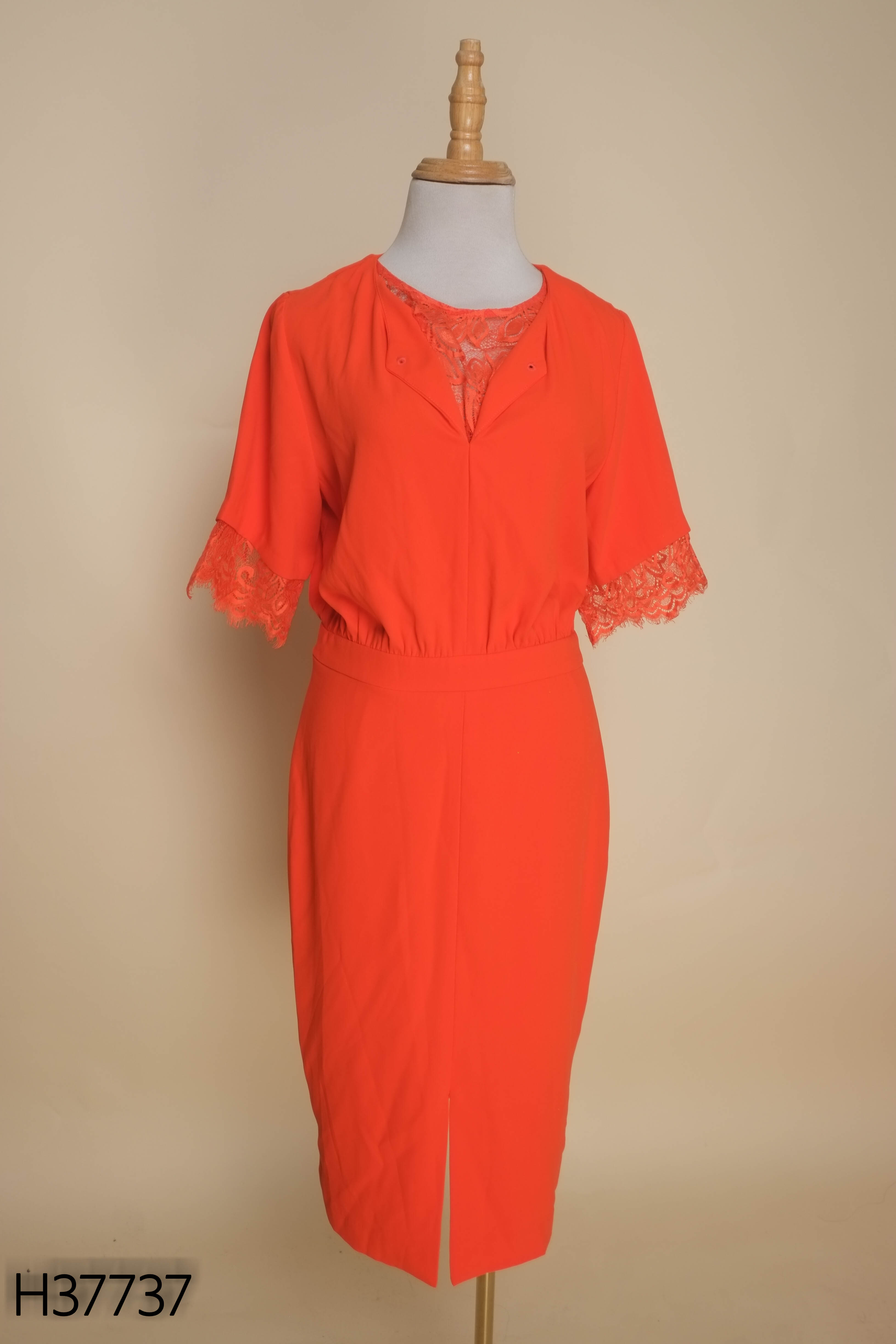 Váy cam IVY LADIES mix ren cổ