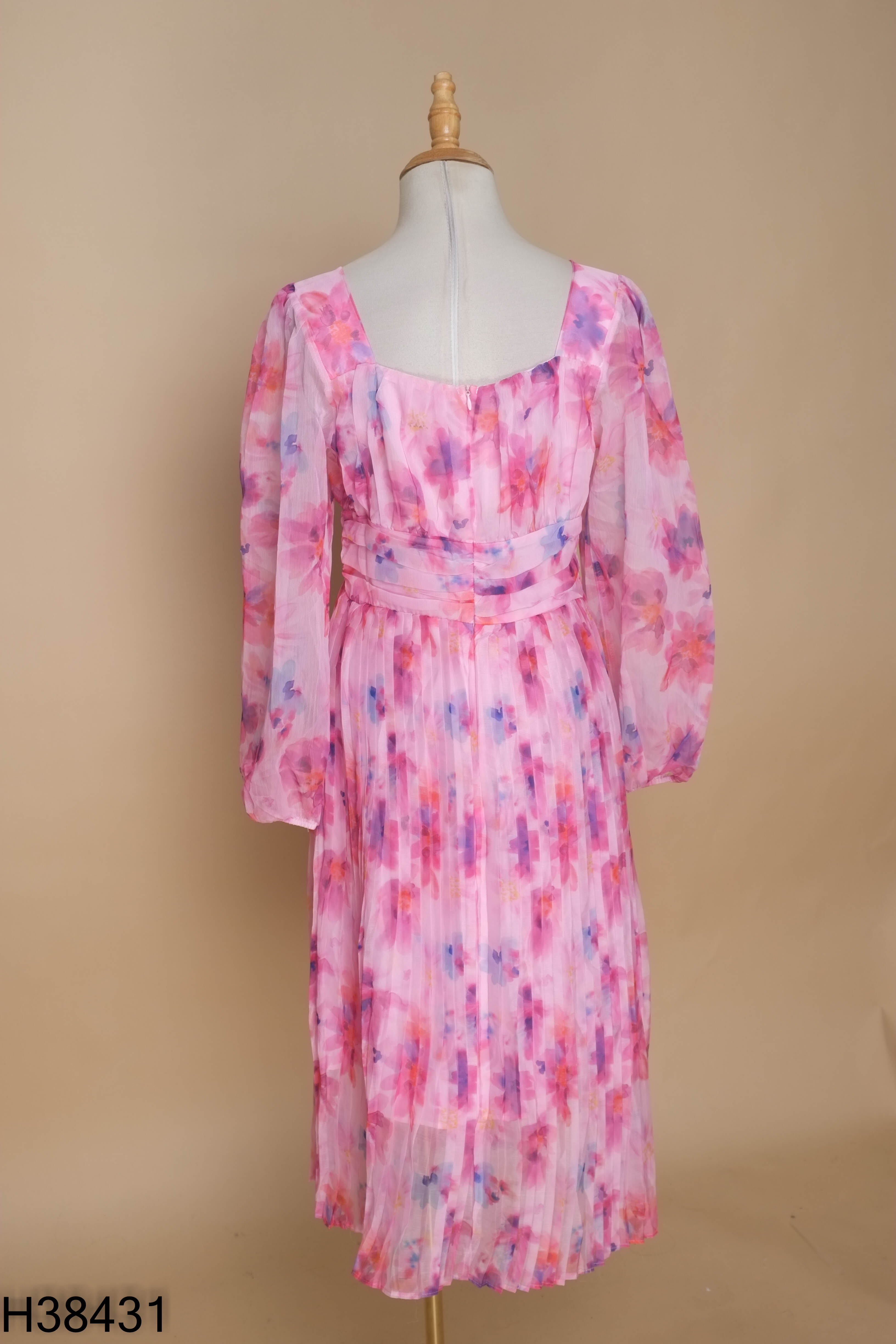 NEWTAG KHADI STORE váy hồng loang dài tay