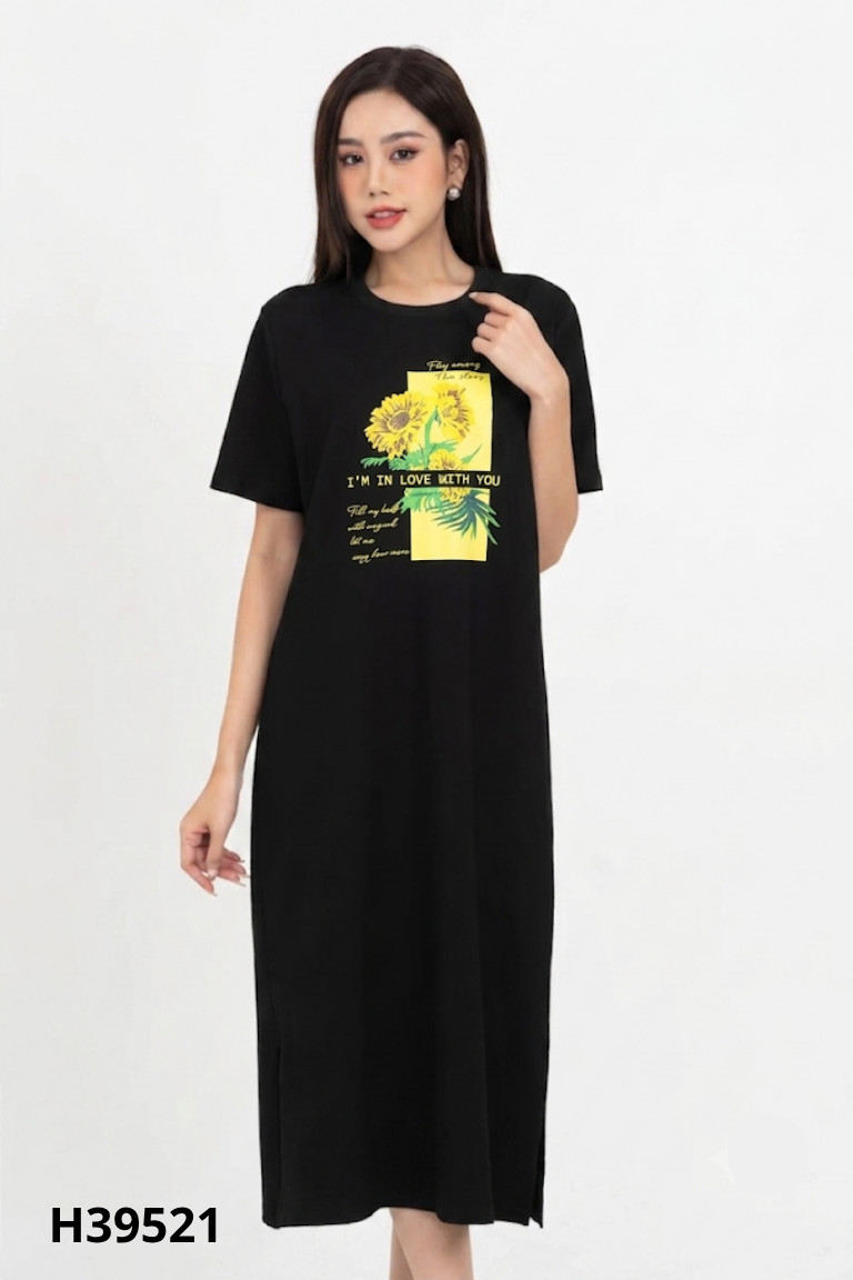 Váy IVY MODA đen in hoa