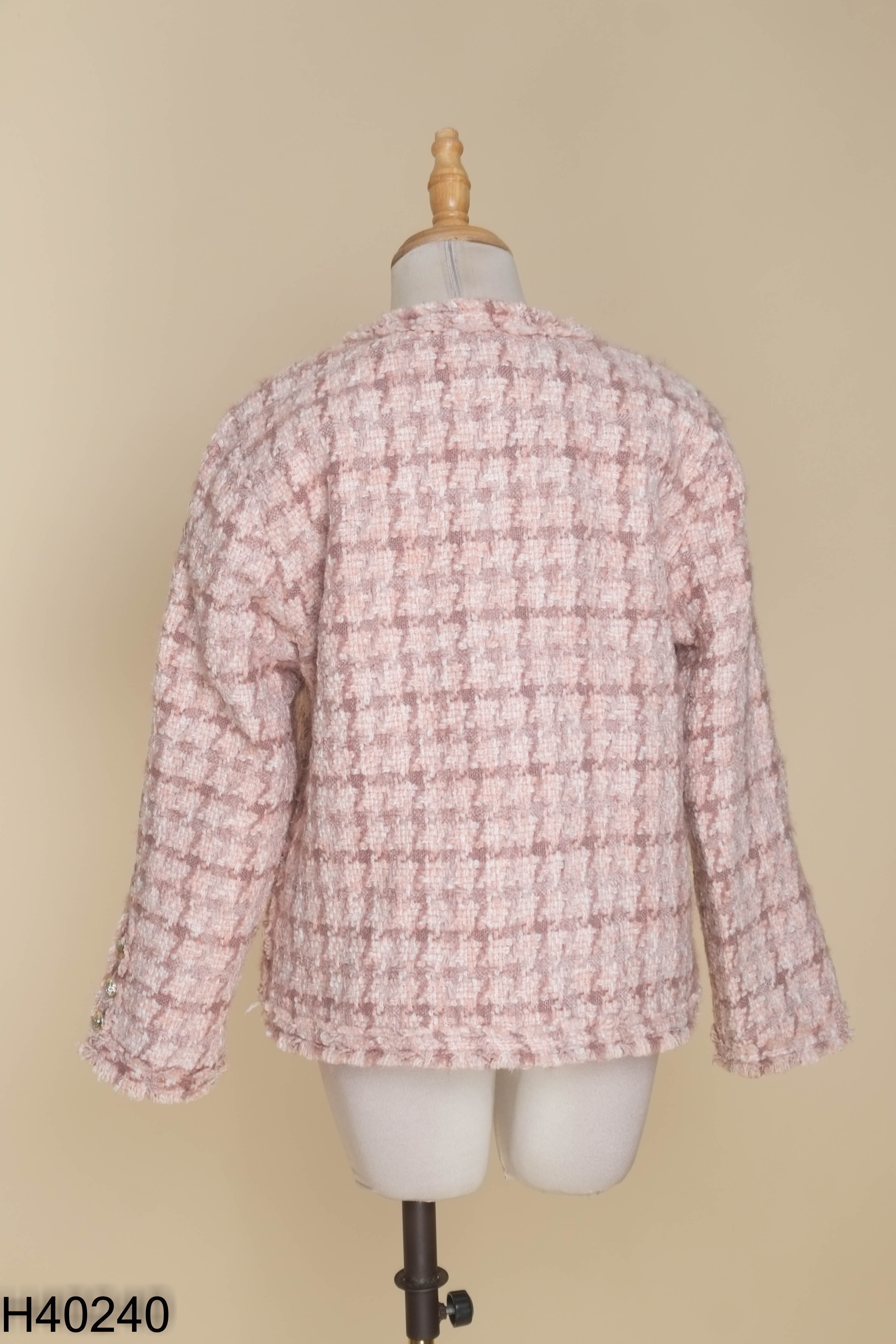 Áo khoác dạ tweed len hồng tím