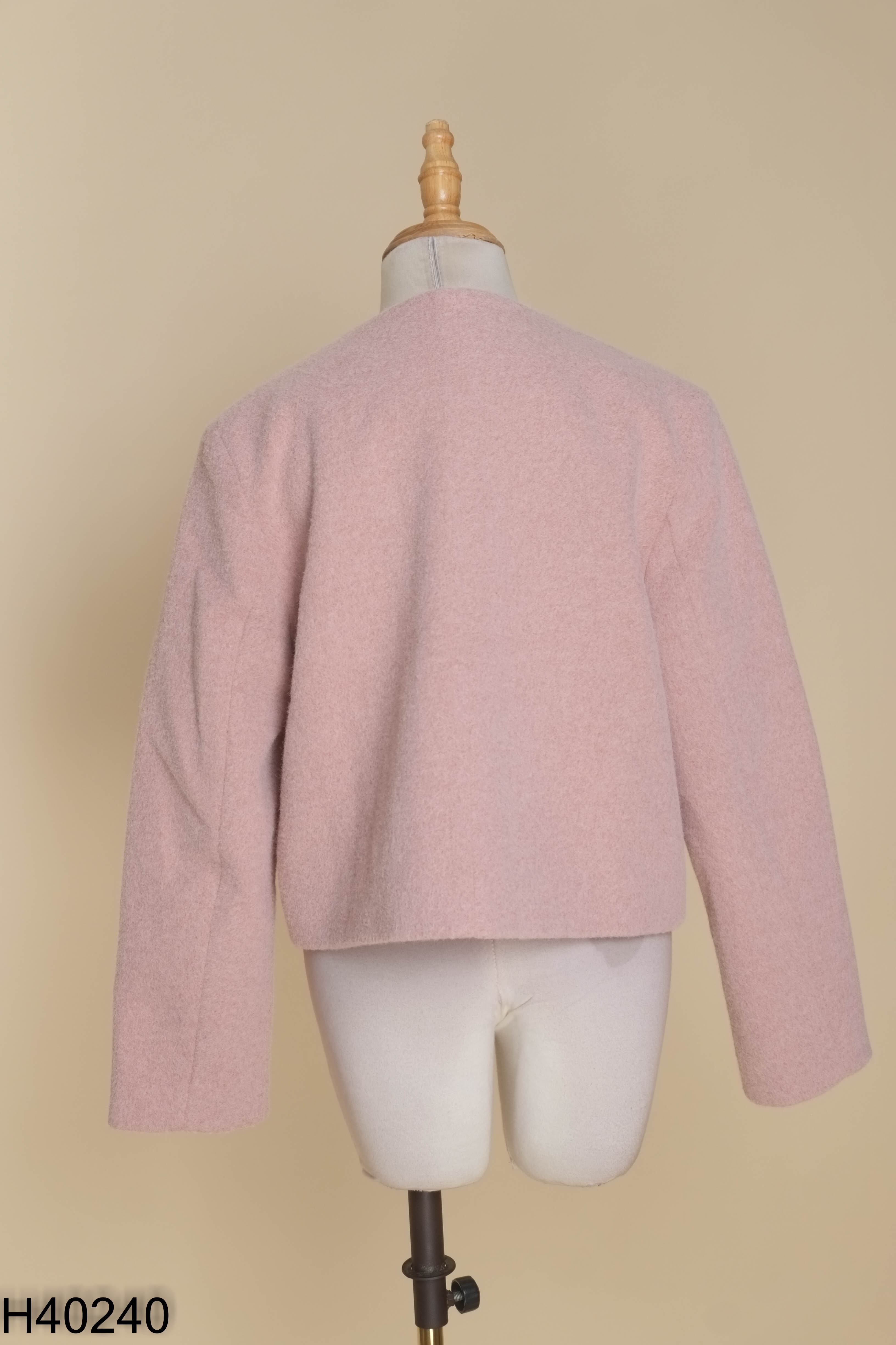 Áo dạ hồng phối kiểu cardigan