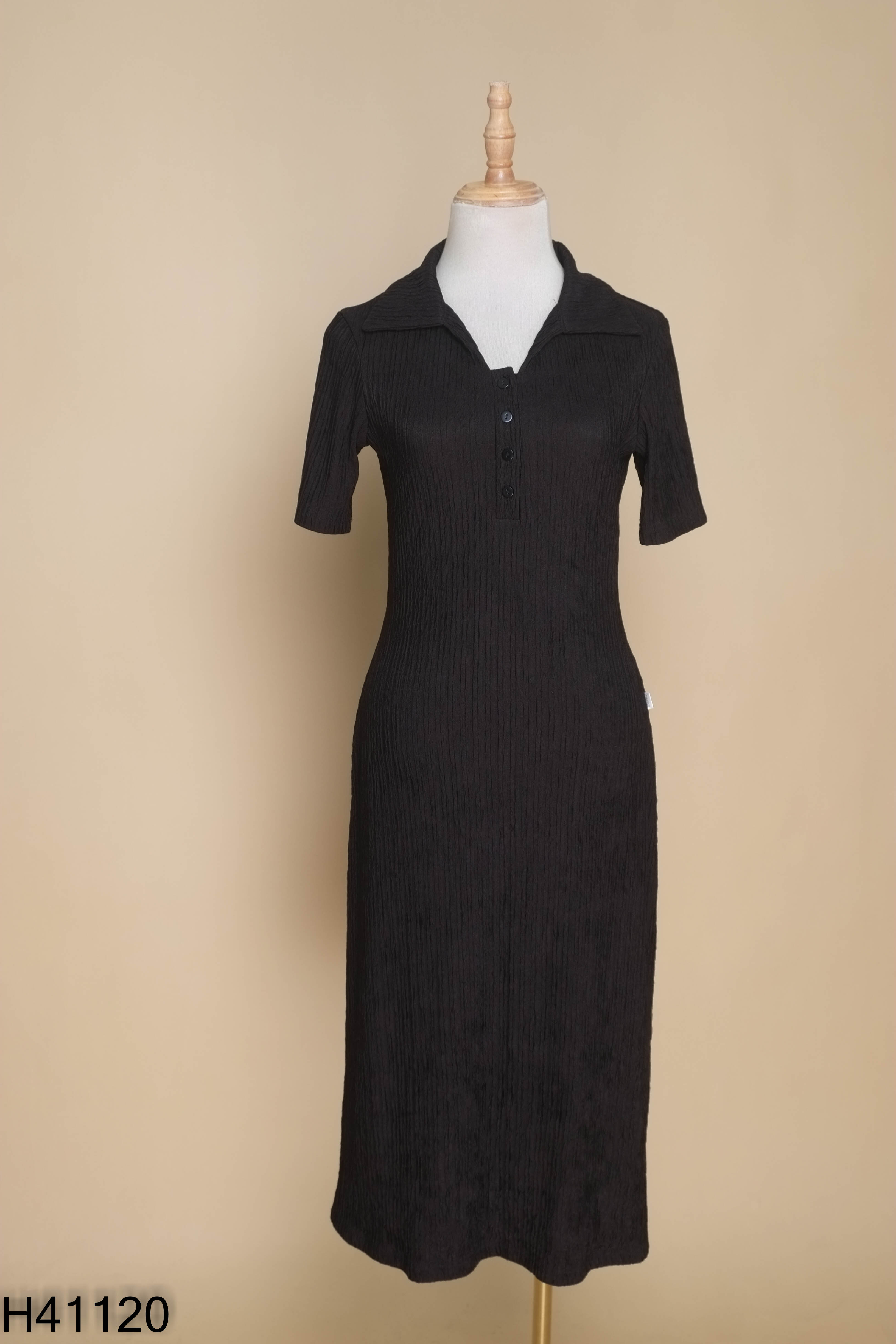 Váy CHARME STORE đen cổ sơ mi