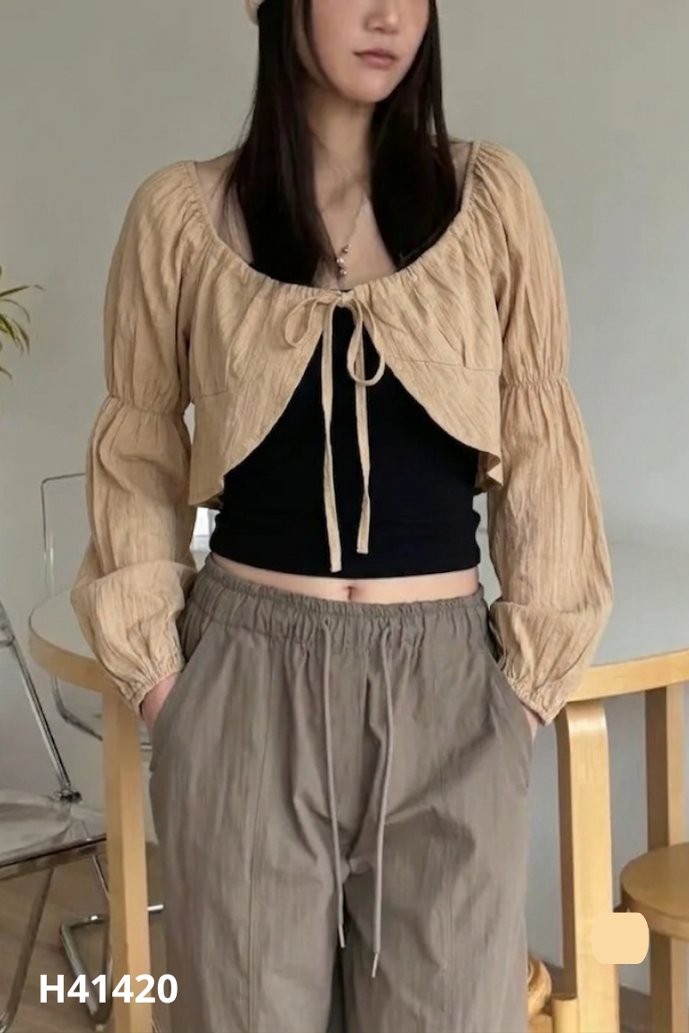 Áo thô nâu rêu họa tiết