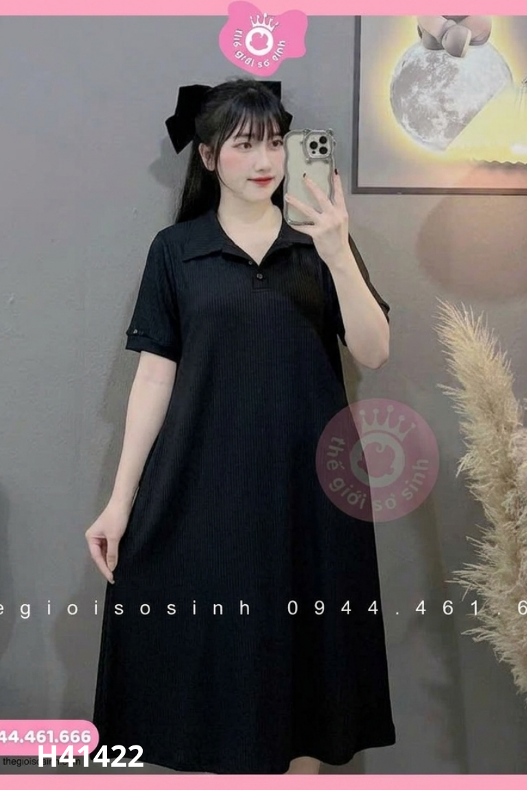 Váy đen dài BELLA MAMA có cổ