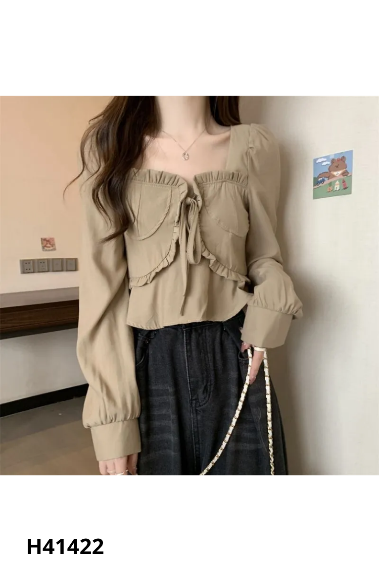 Áo kiểu xanh chun lưng I'M QING