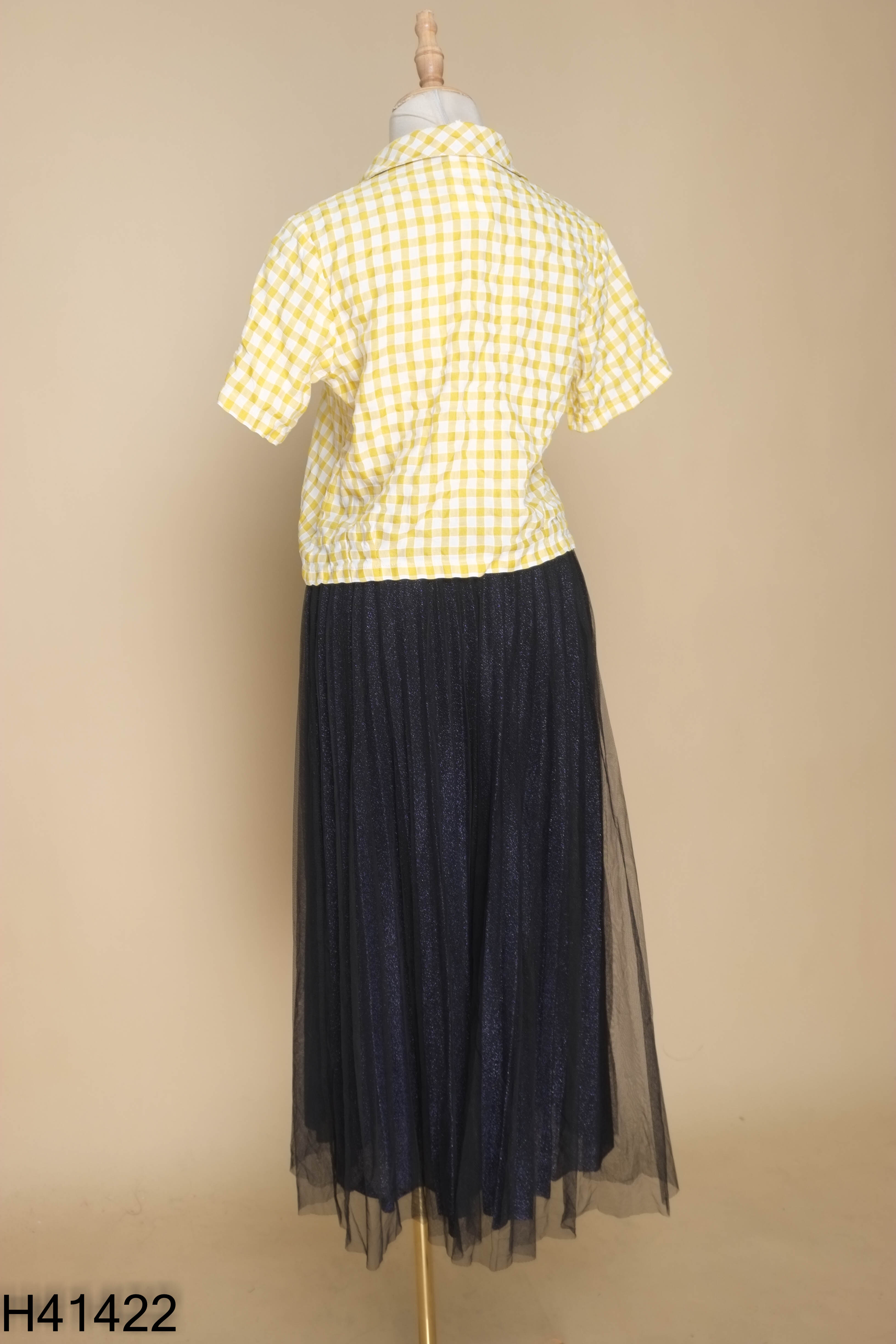 Set vàng kẻ ô VH FASH +váy lưới