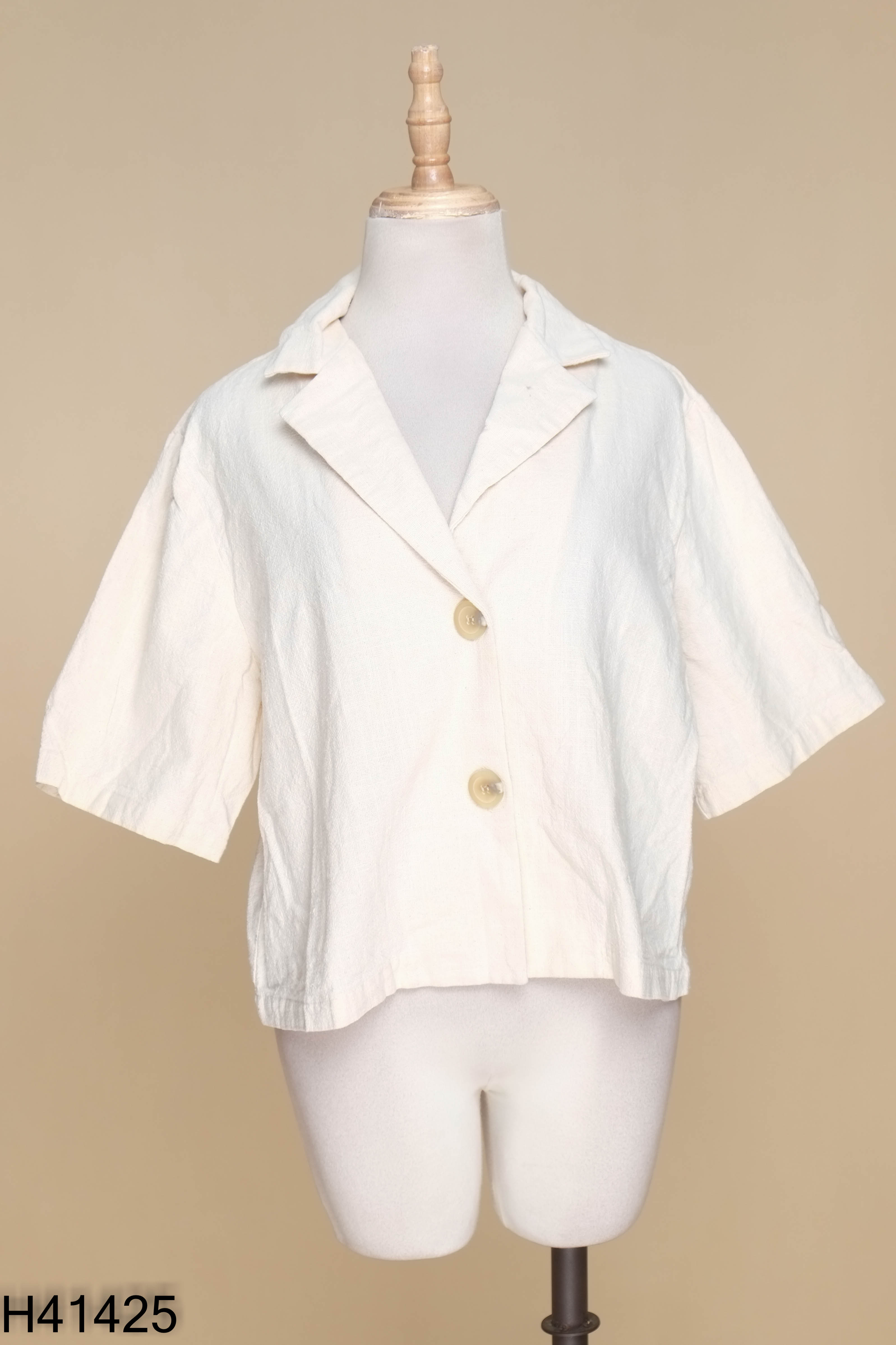 Áo cổ vest be HOTPING ngắn tay