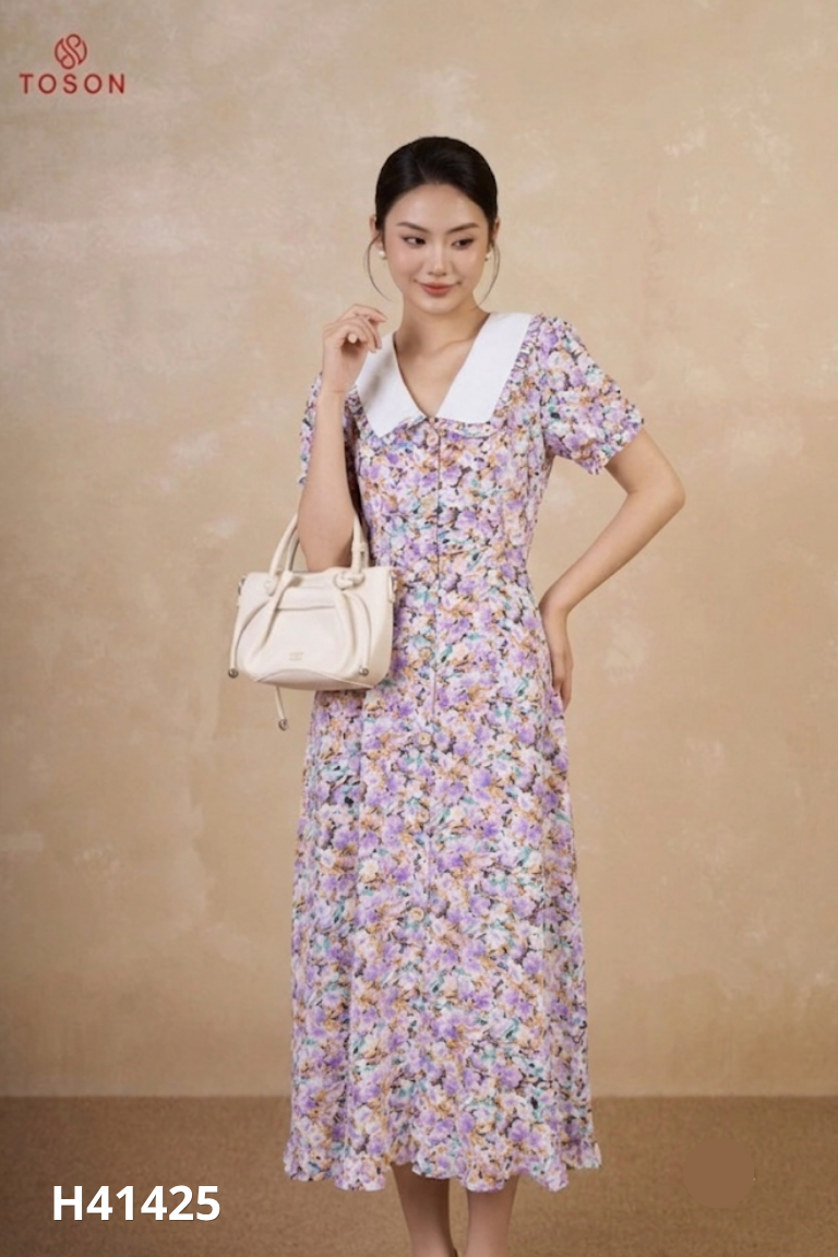 Váy tím hoa MAU cúc gỗ