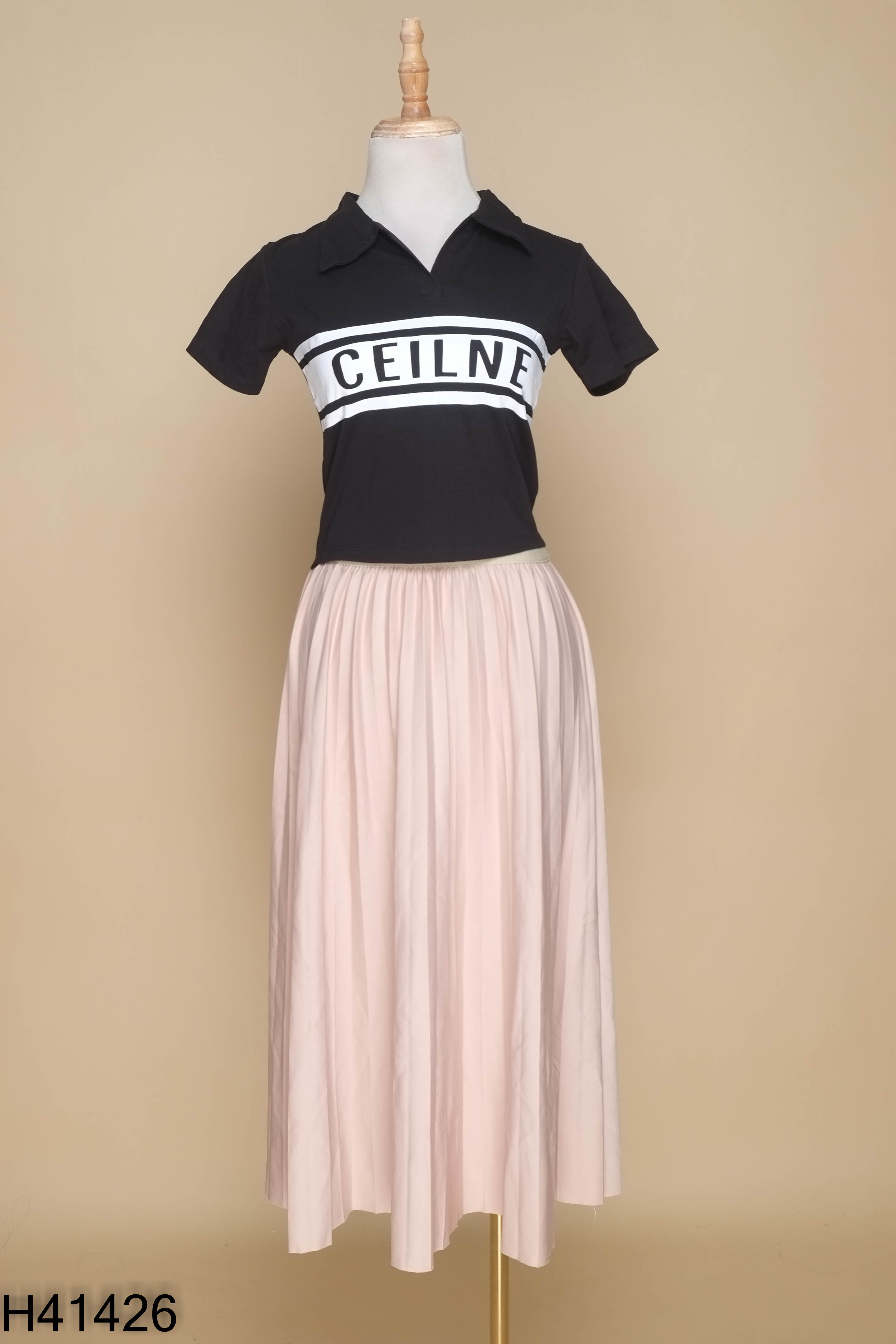 Set áo đen ĐH FASHION+váy be