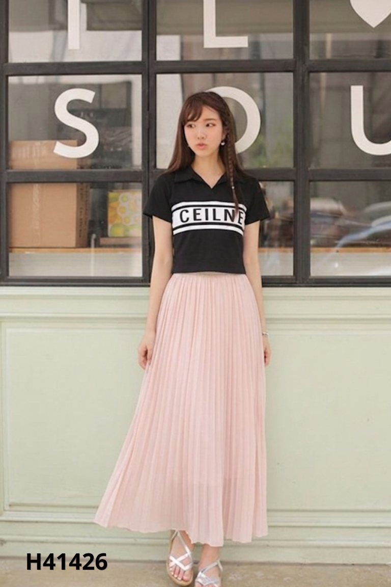 Set áo đen ĐH FASHION+váy be