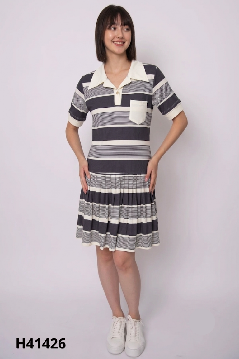 NEWTAG H DESIGN váy be kẻ ngang