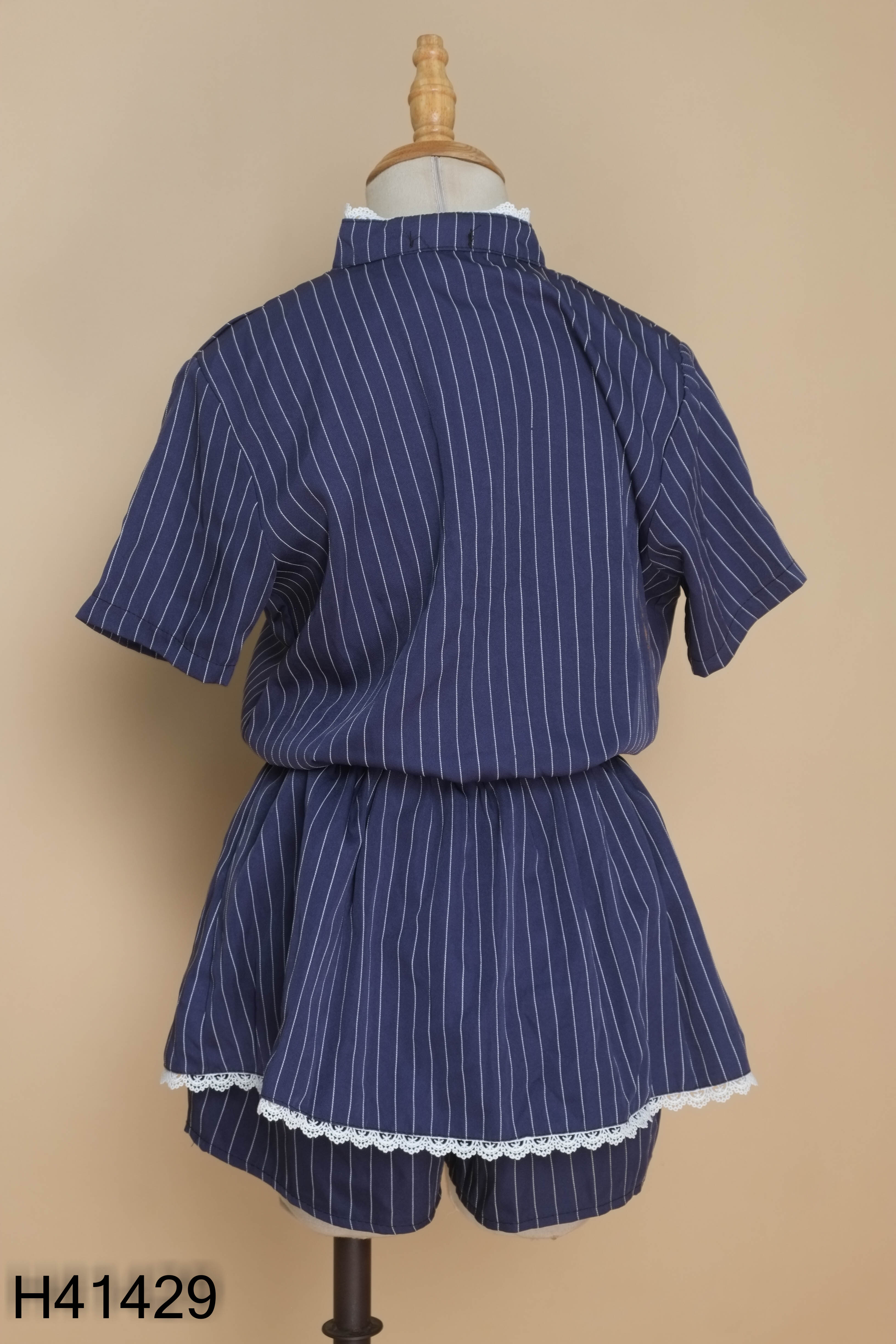 Set xanh kẻ cúc vàng AN FASH+quần