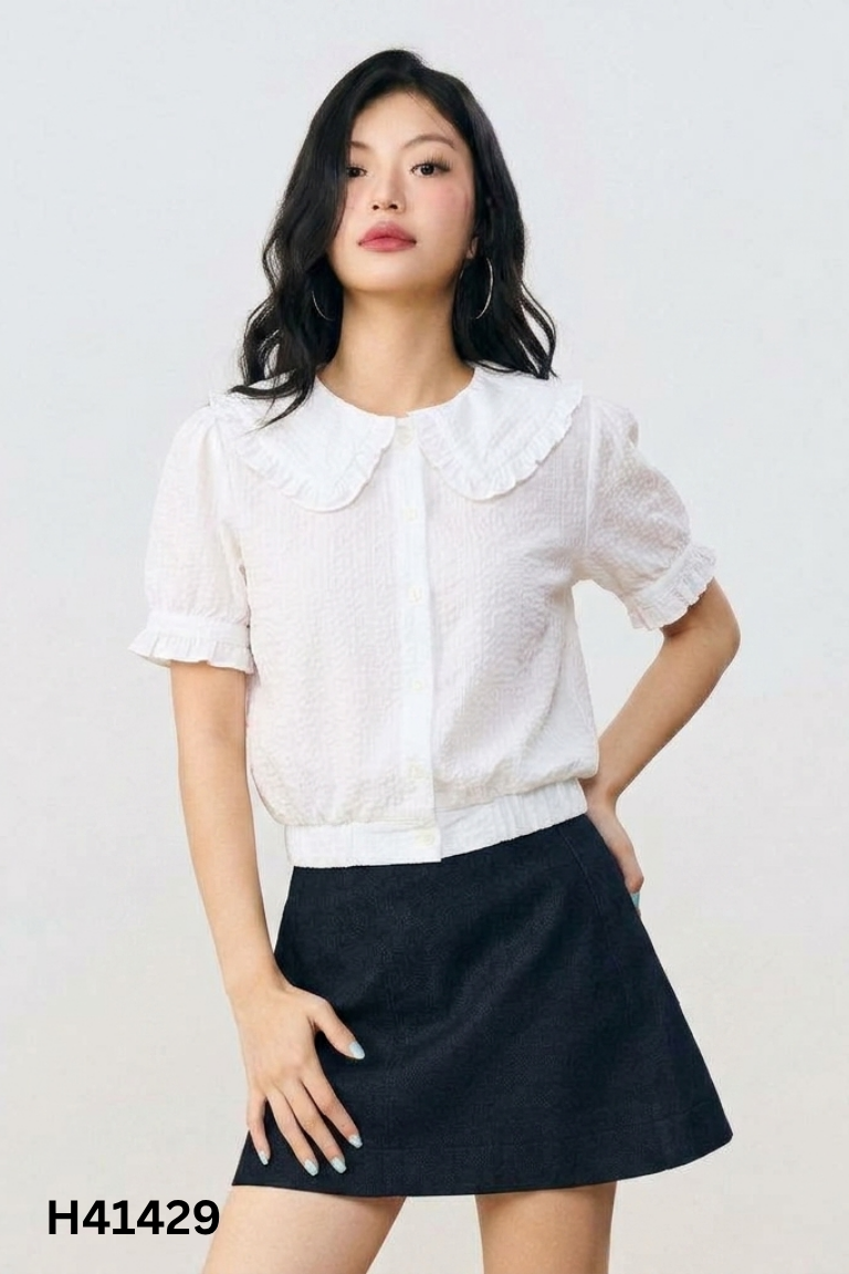 Áo trắng bèo ngắn tay