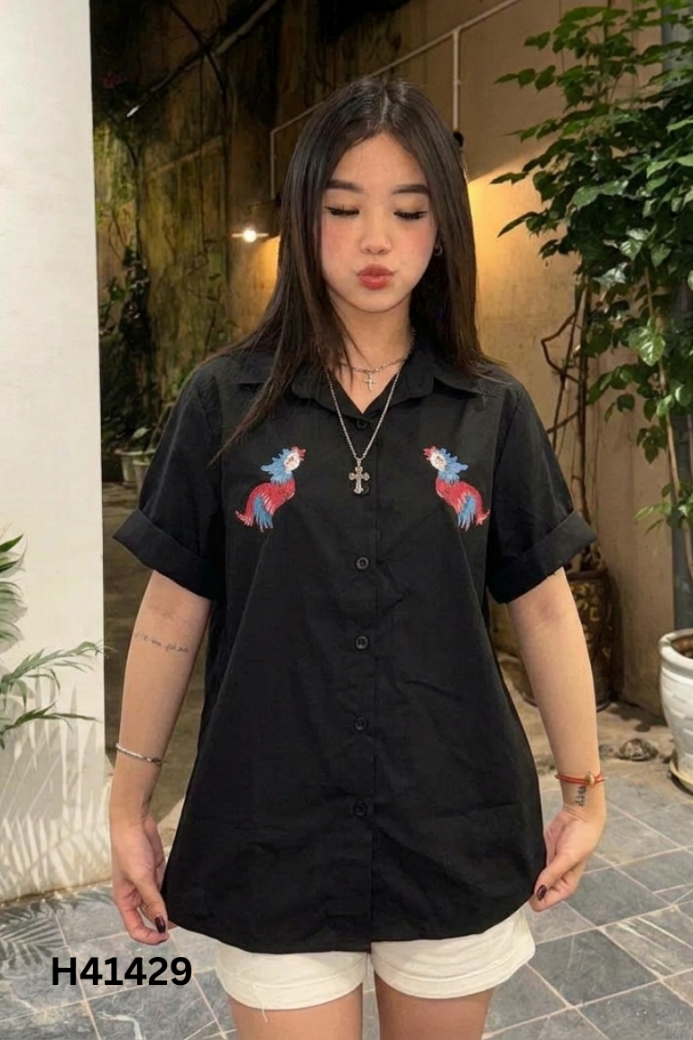 Áo đen cổ BÒ SỮA