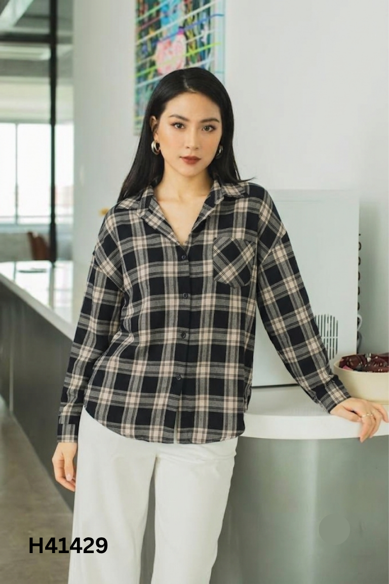 Áo sơ mi nâu kẻ