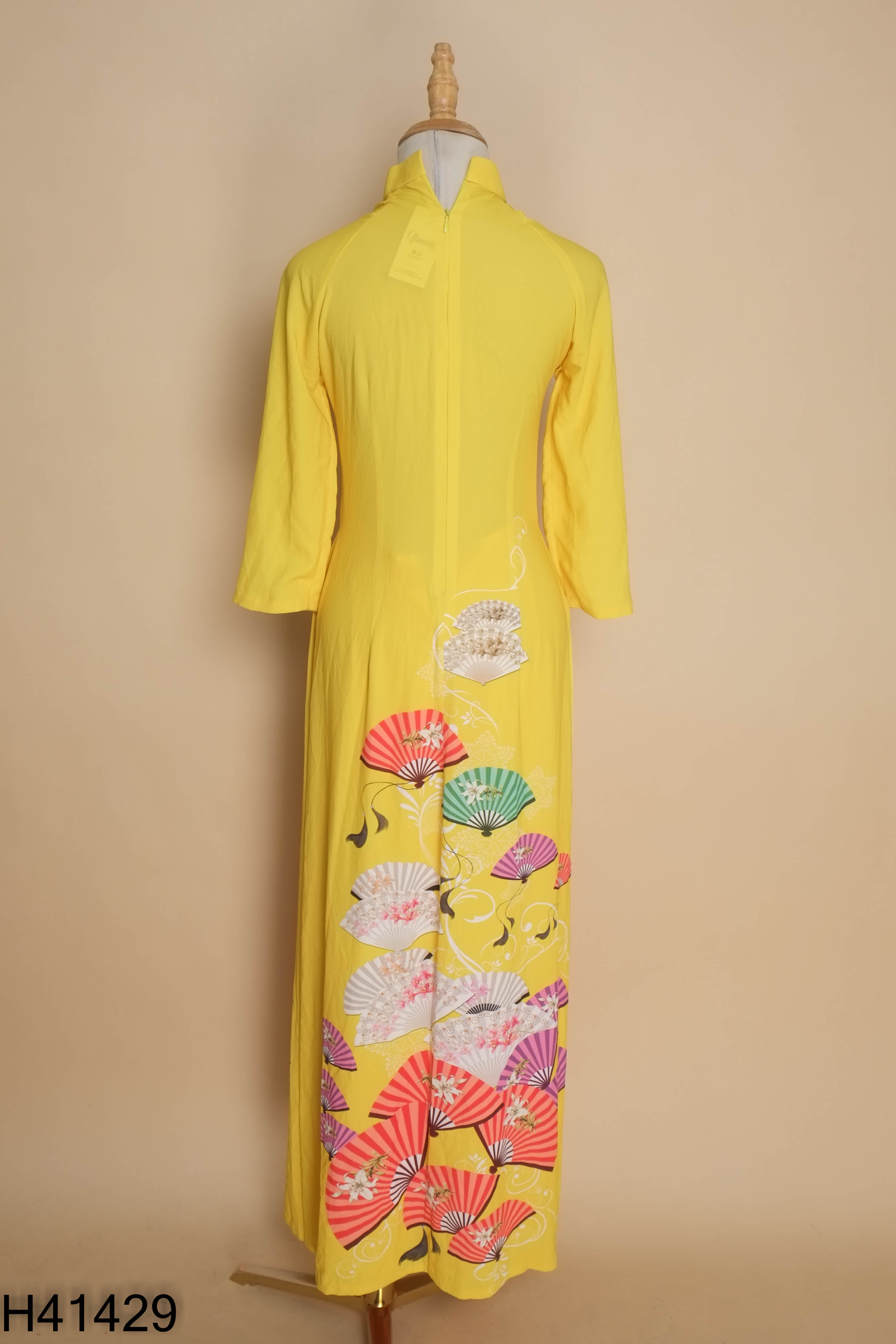 Set áo dài vàng hoa+quần vàng