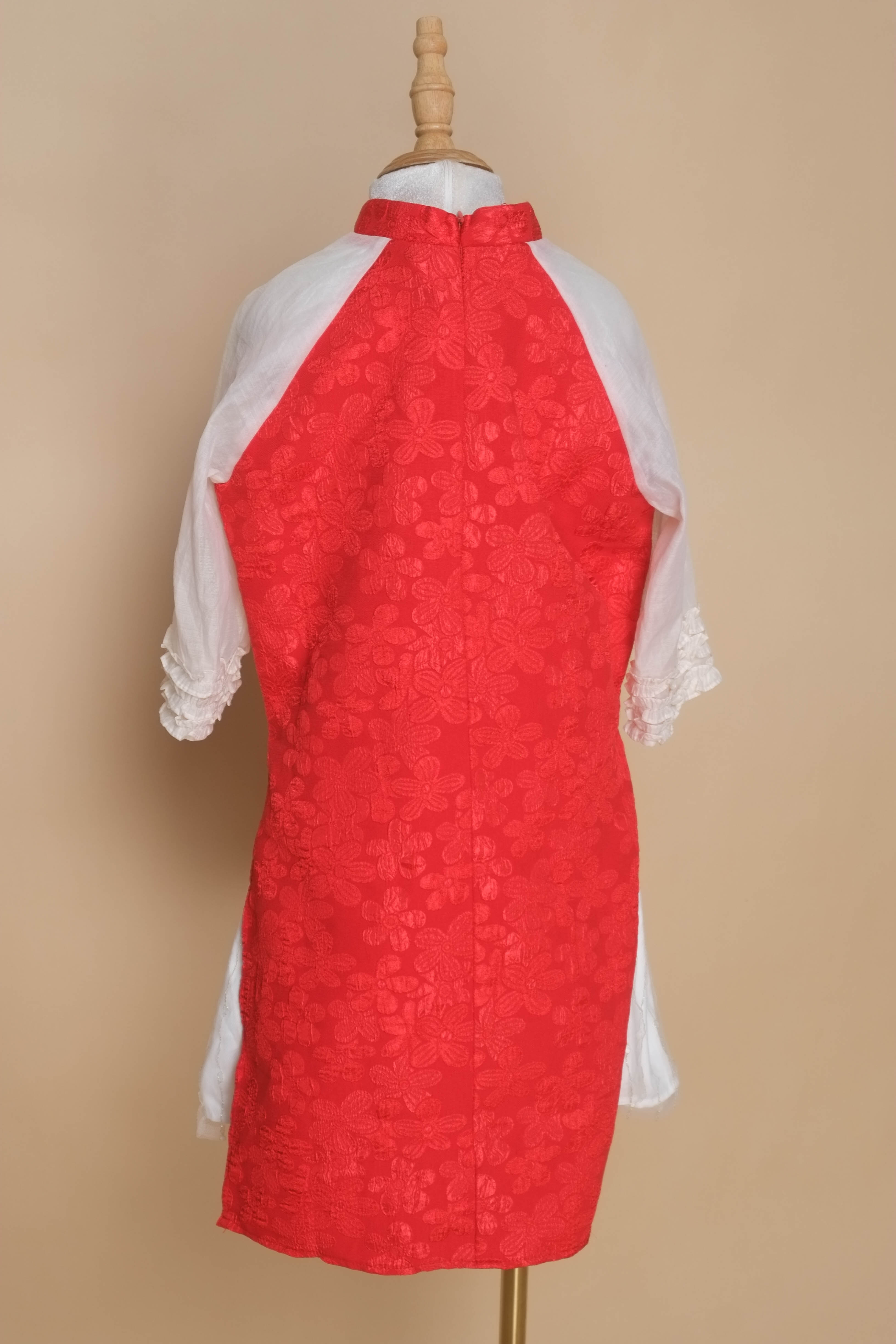 Set áo dài đỏ KIDS+váy voan