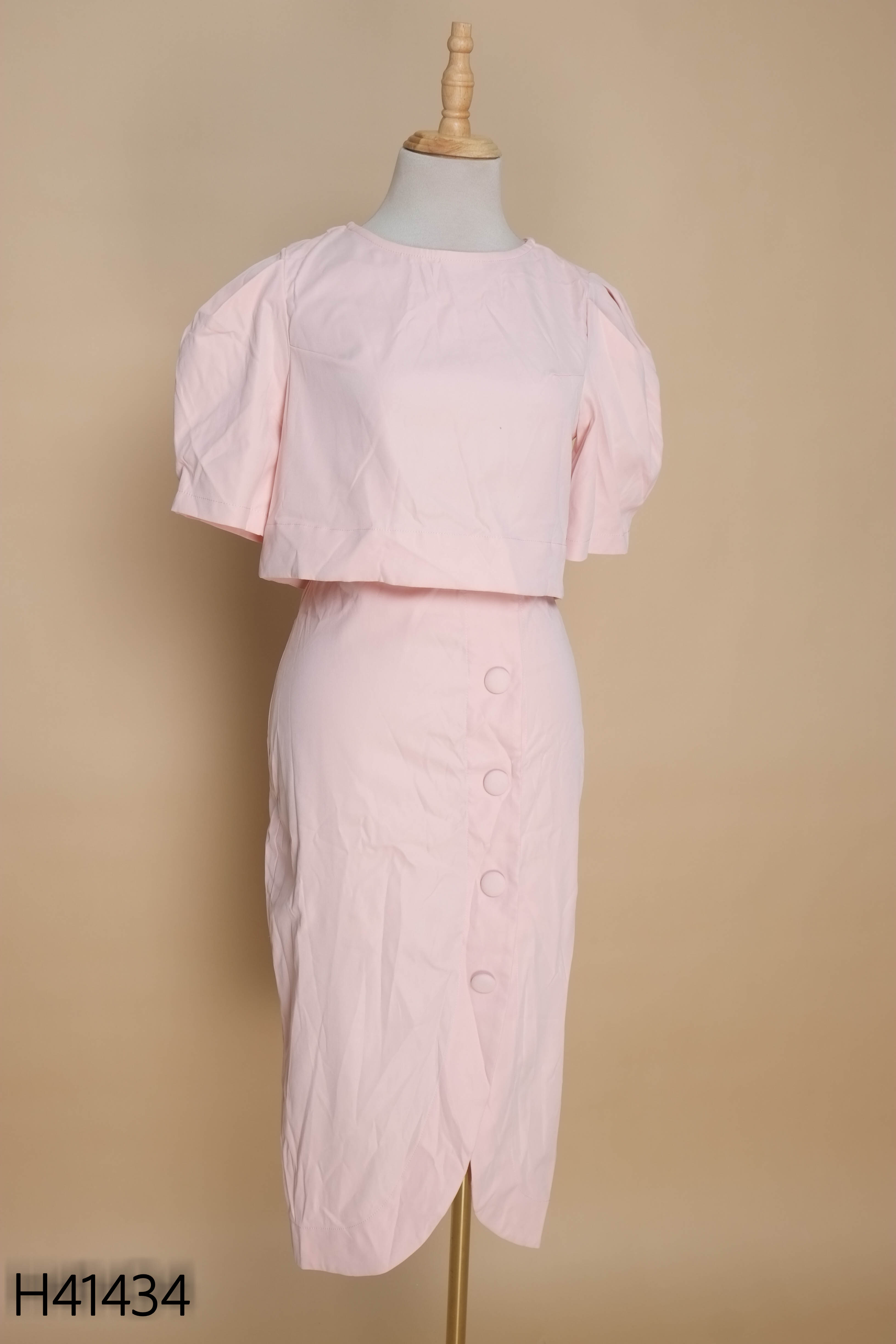 Set hồng áo crotop+váy