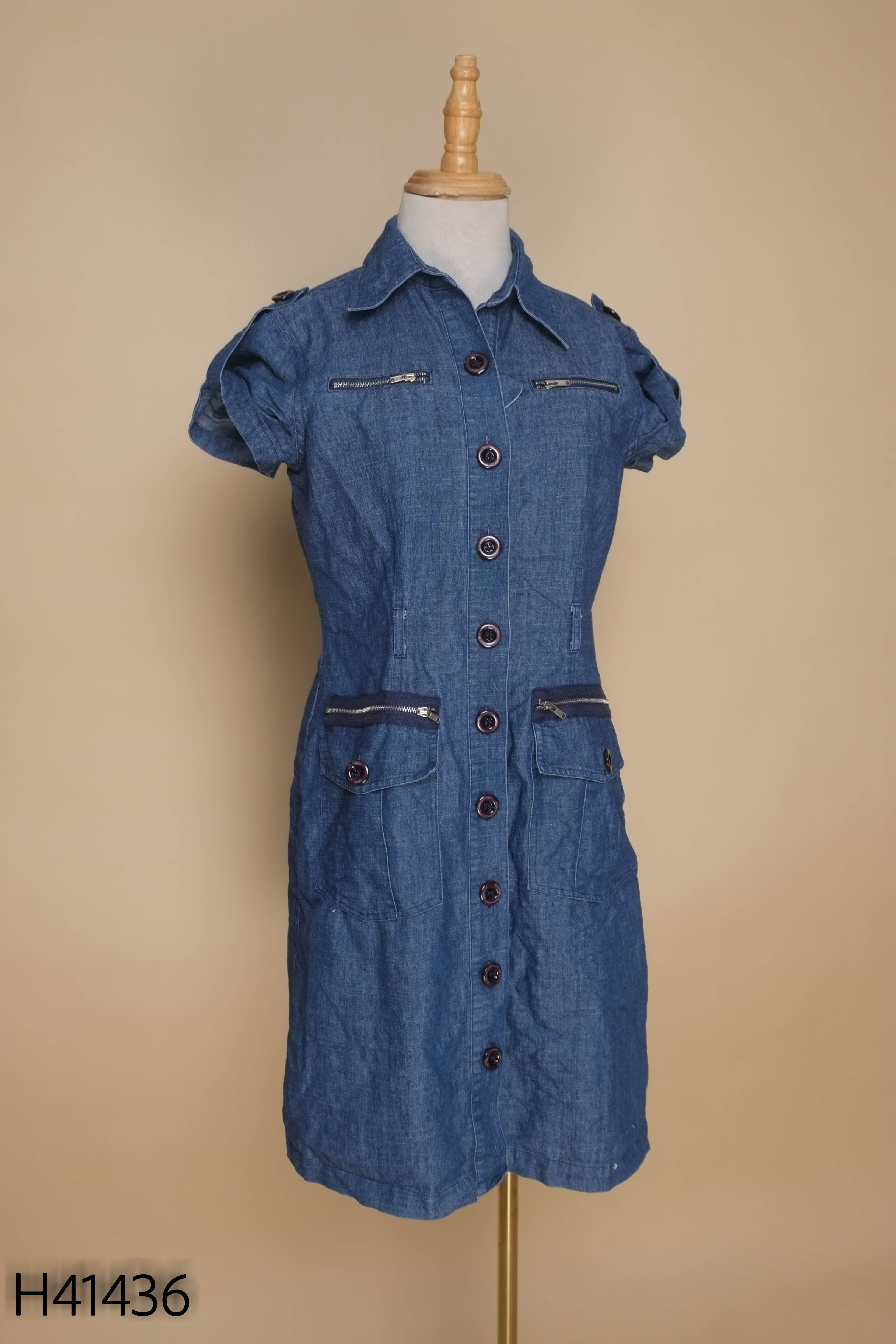Váy jeans xanh SPENSE cúc
