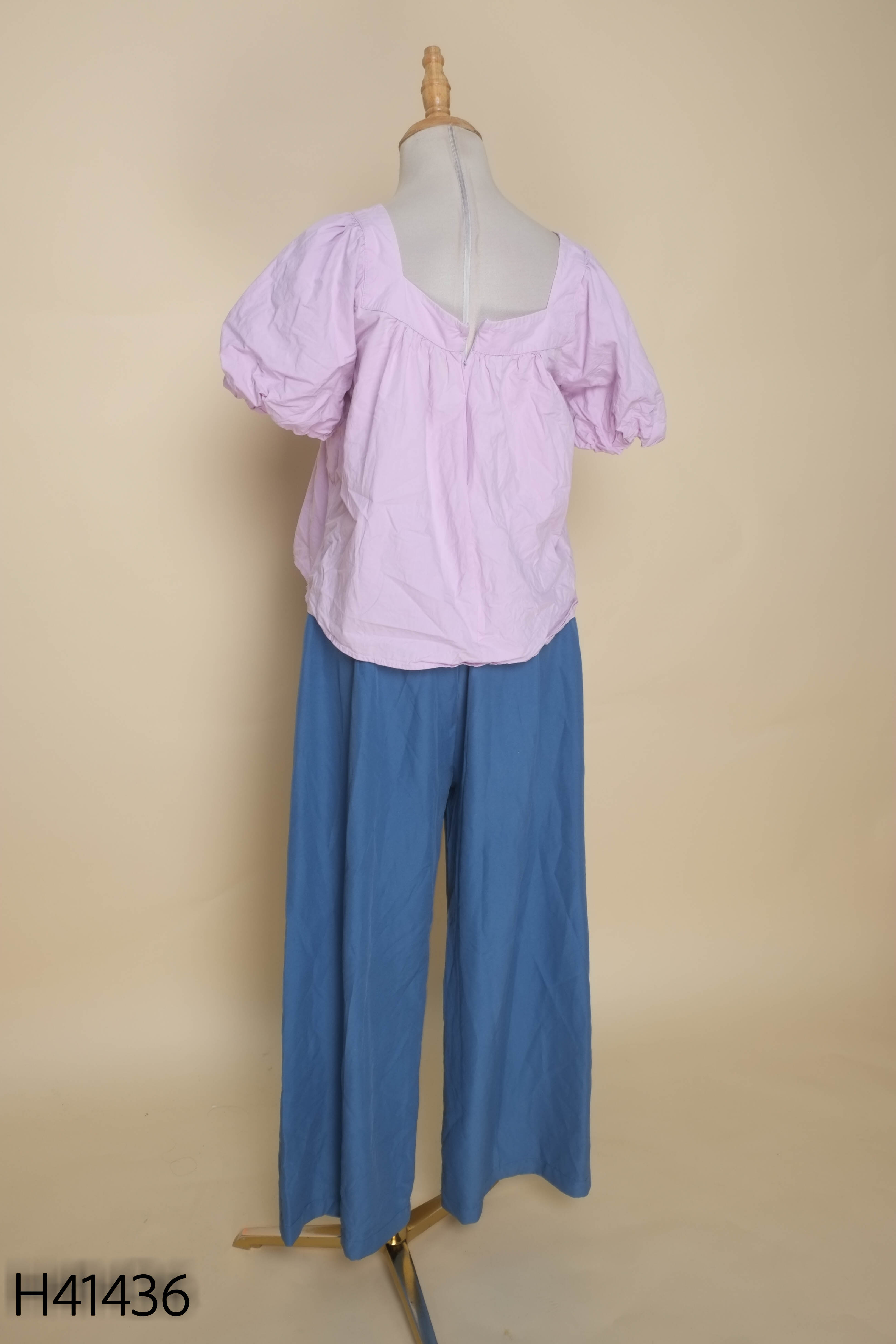 Set áo bèo tím ART+quần xanh