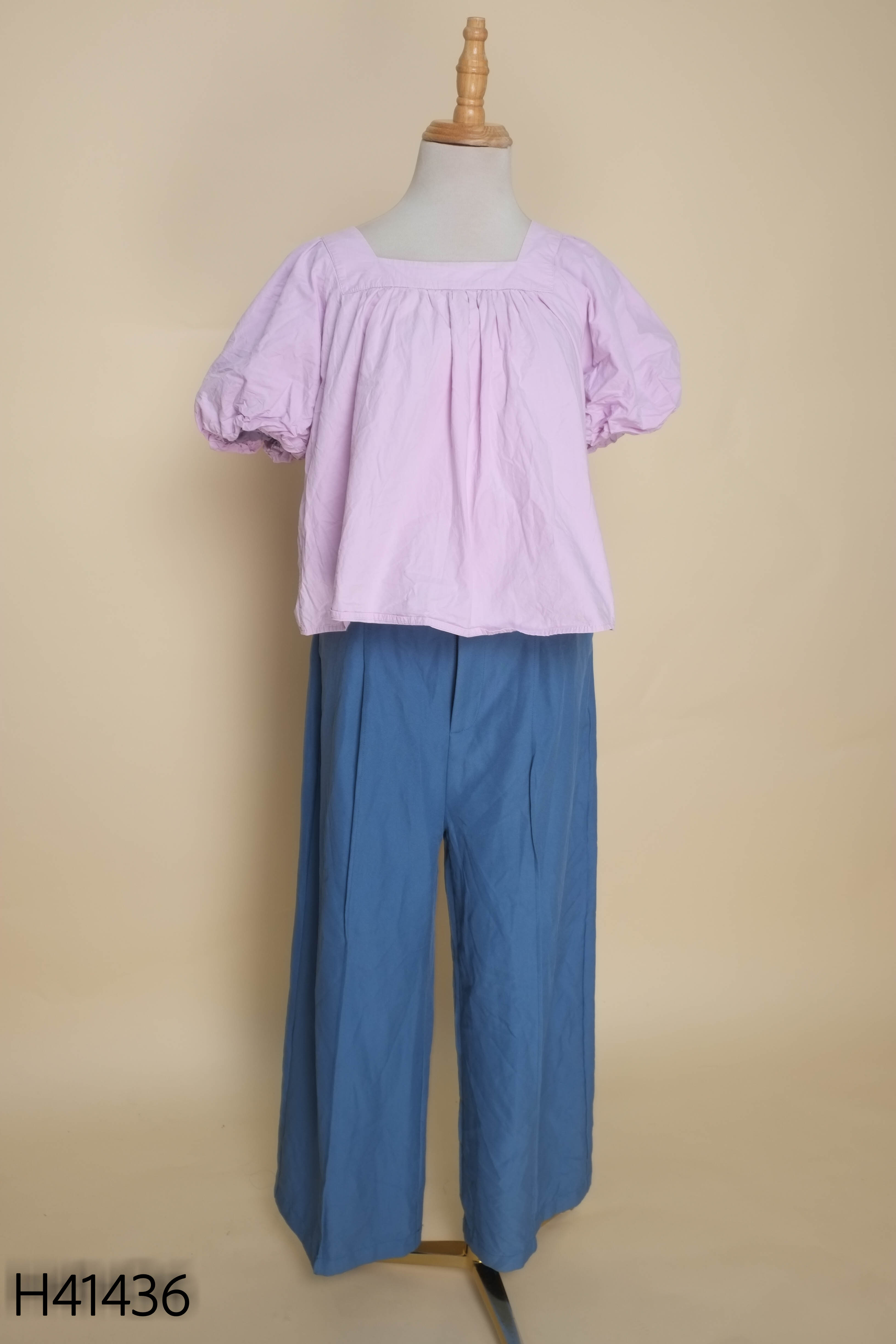 Set áo bèo tím ART+quần xanh