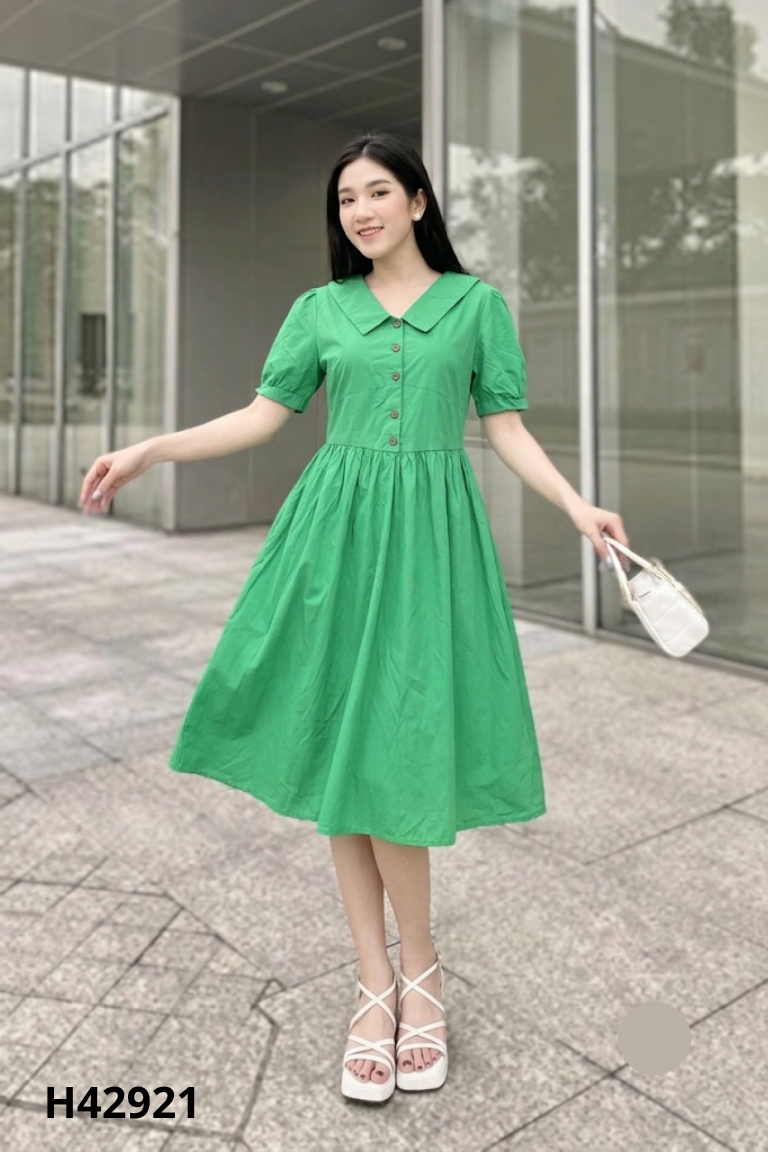 Váy NẮNG VÀNG babydoll xanh lá