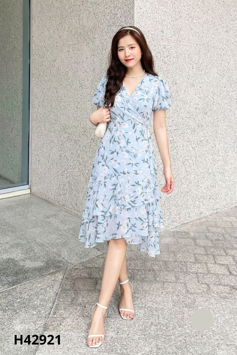 Váy OLV Boutique xanh họa tiết hoa
