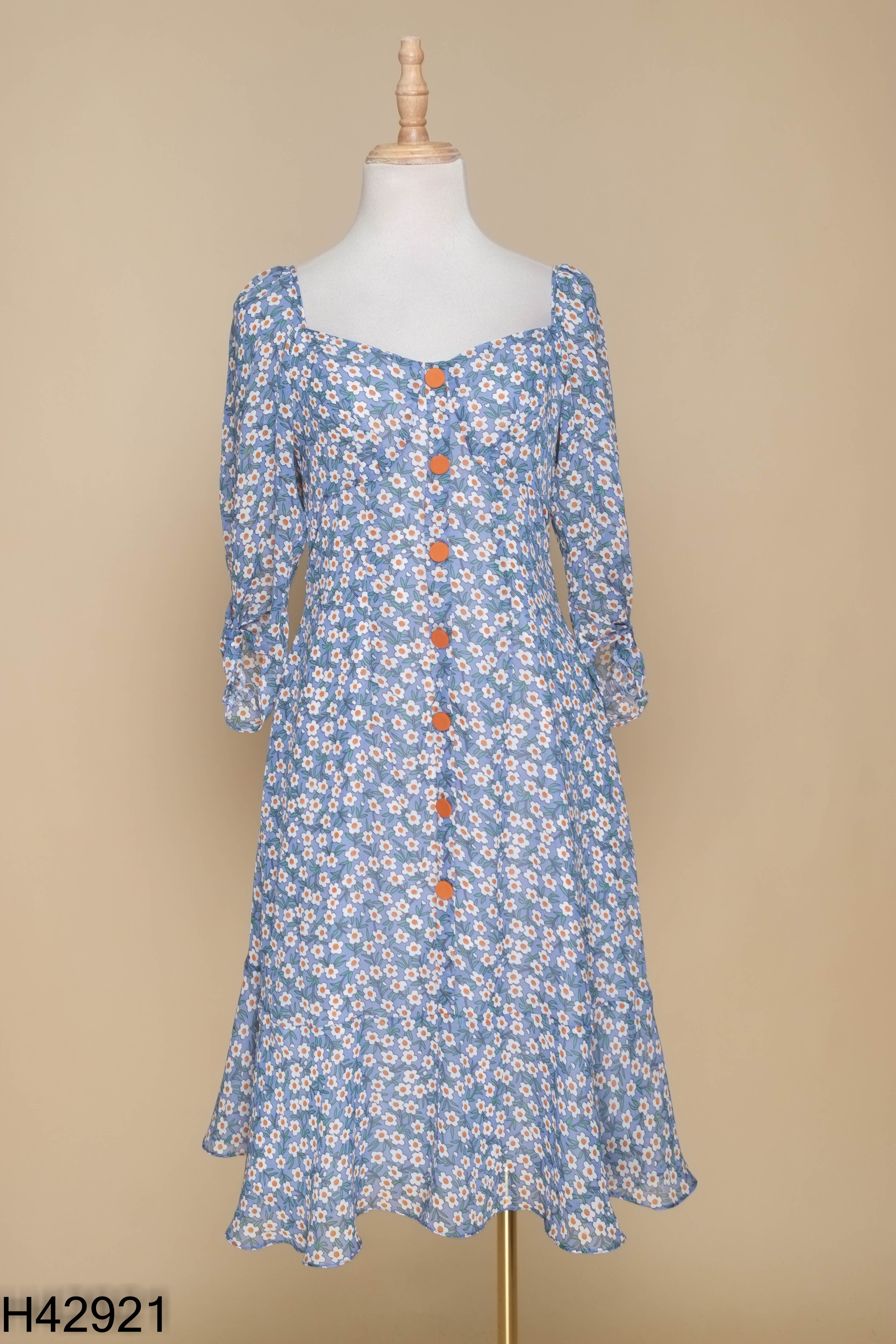 Váy OLV boutique xanh họa tiết hoa