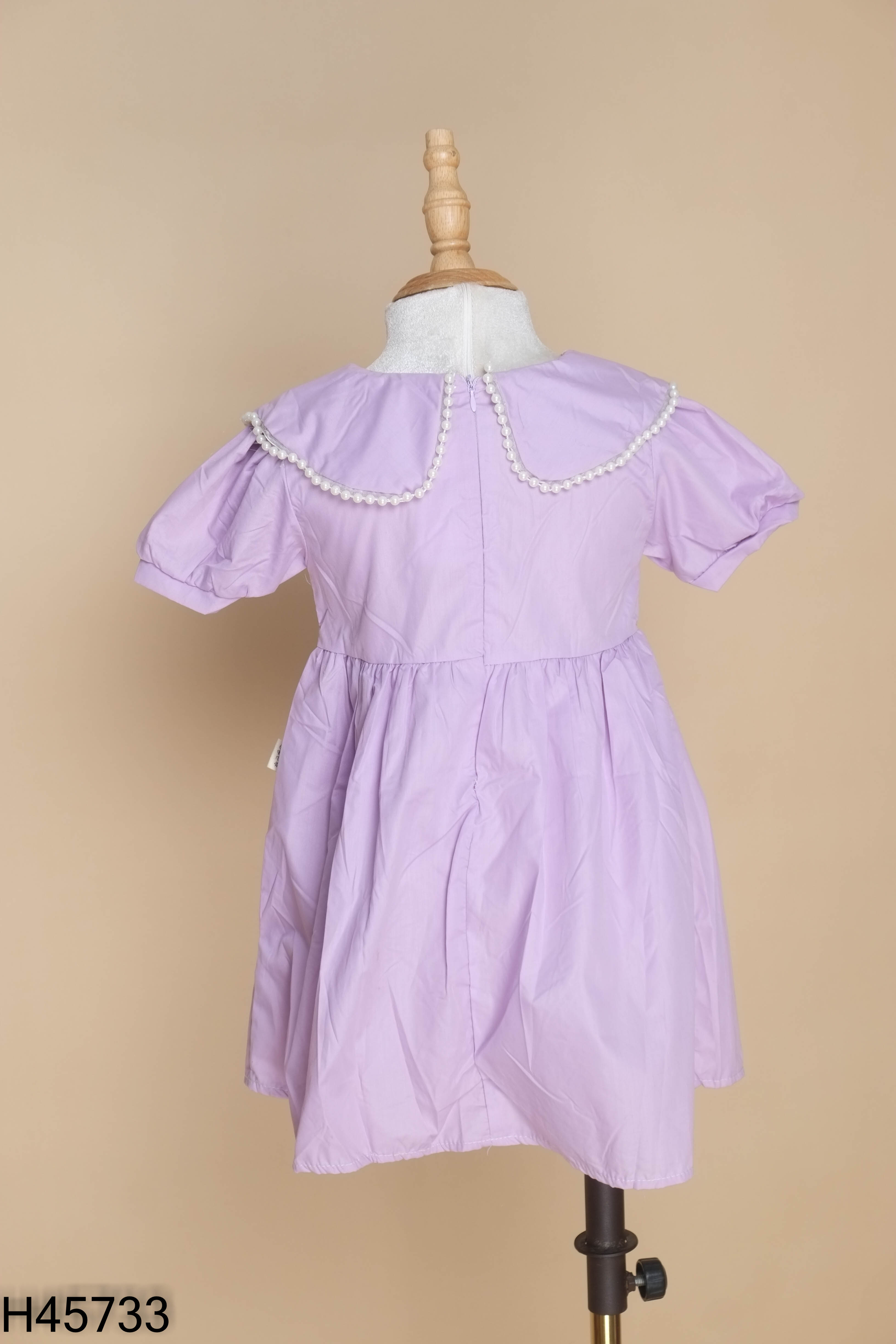 Váy tím KIDS cổ viền đính hạt