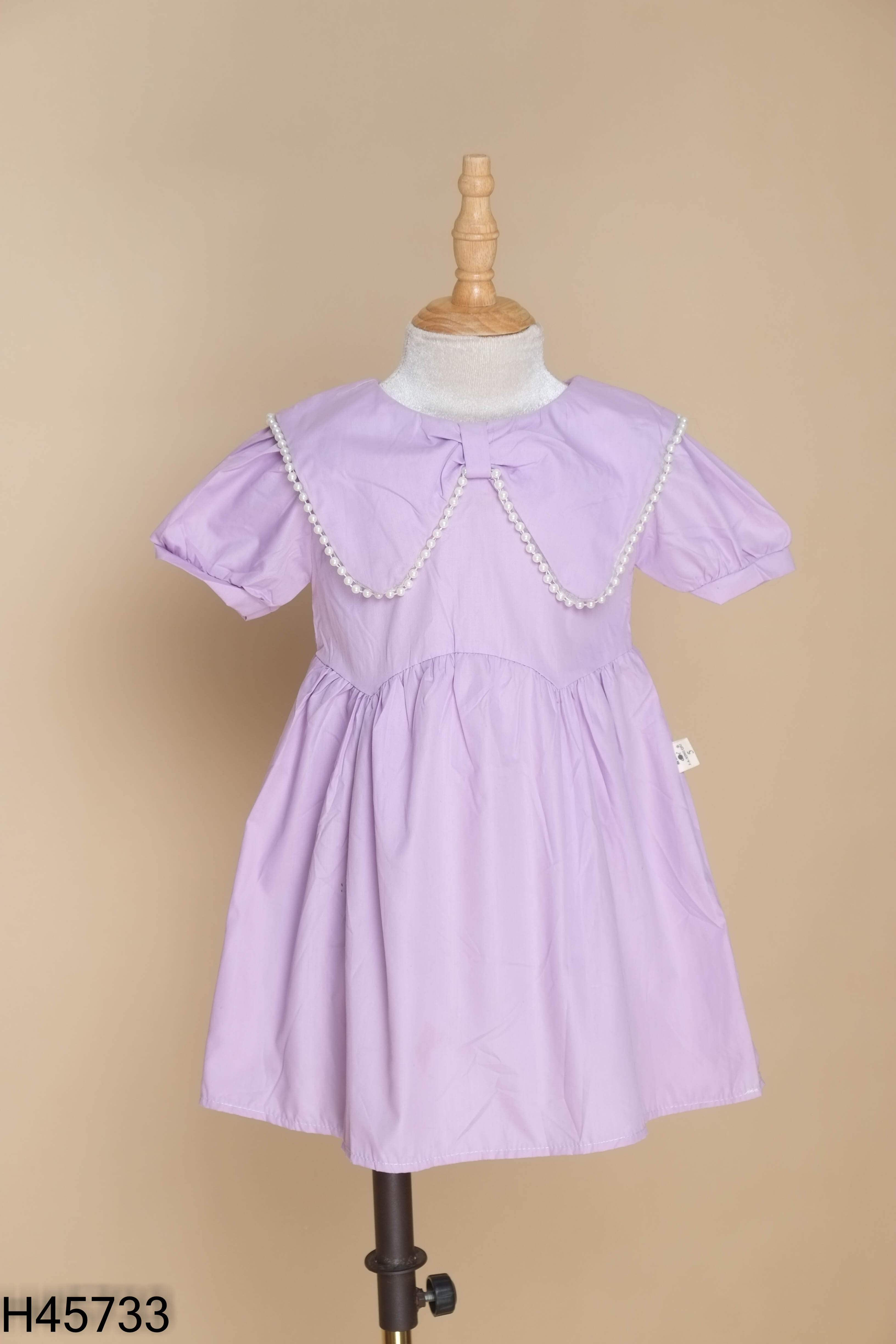 Váy tím KIDS cổ viền đính hạt