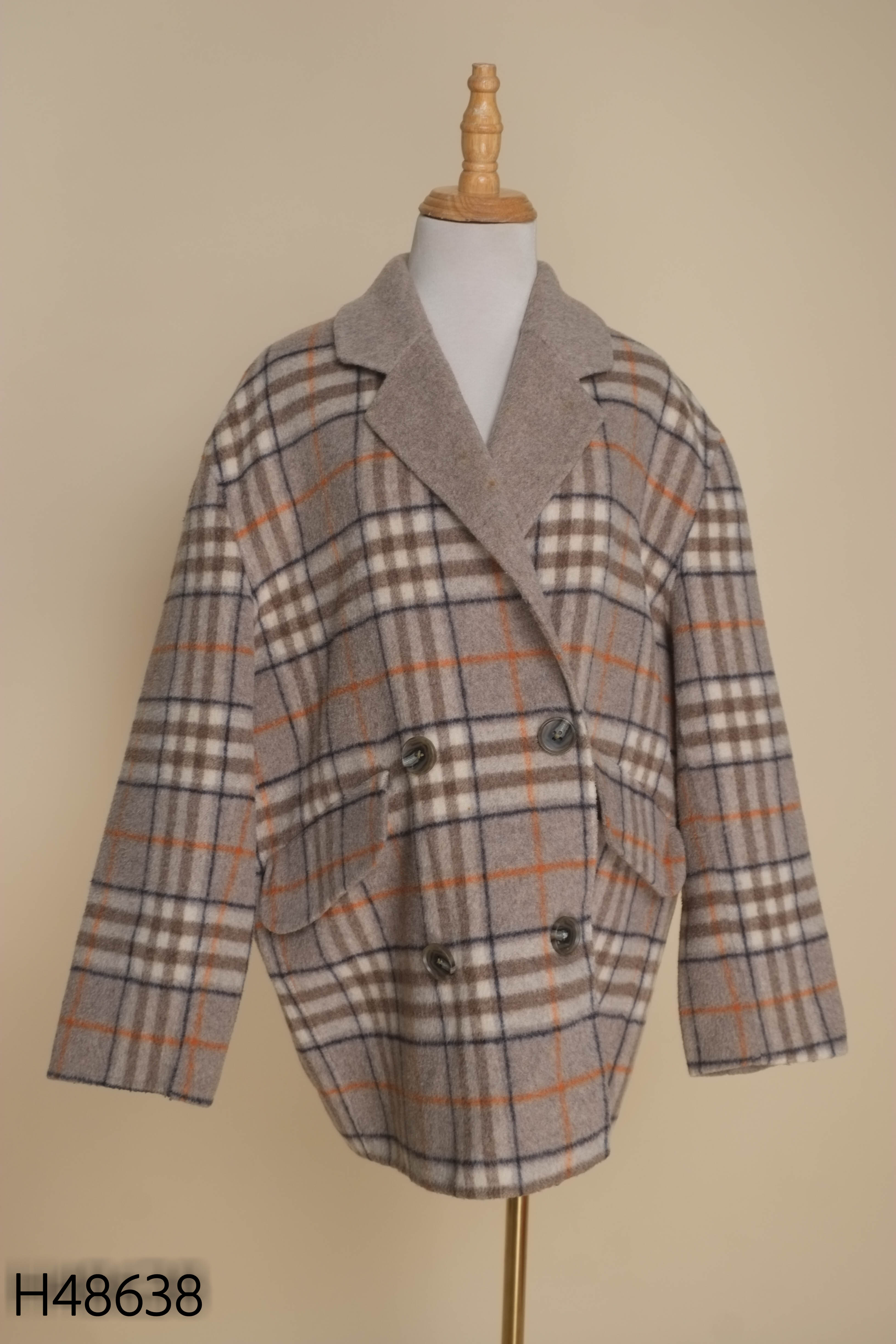 Áo dạ nâu kẻ ORIGINAL+CHIC