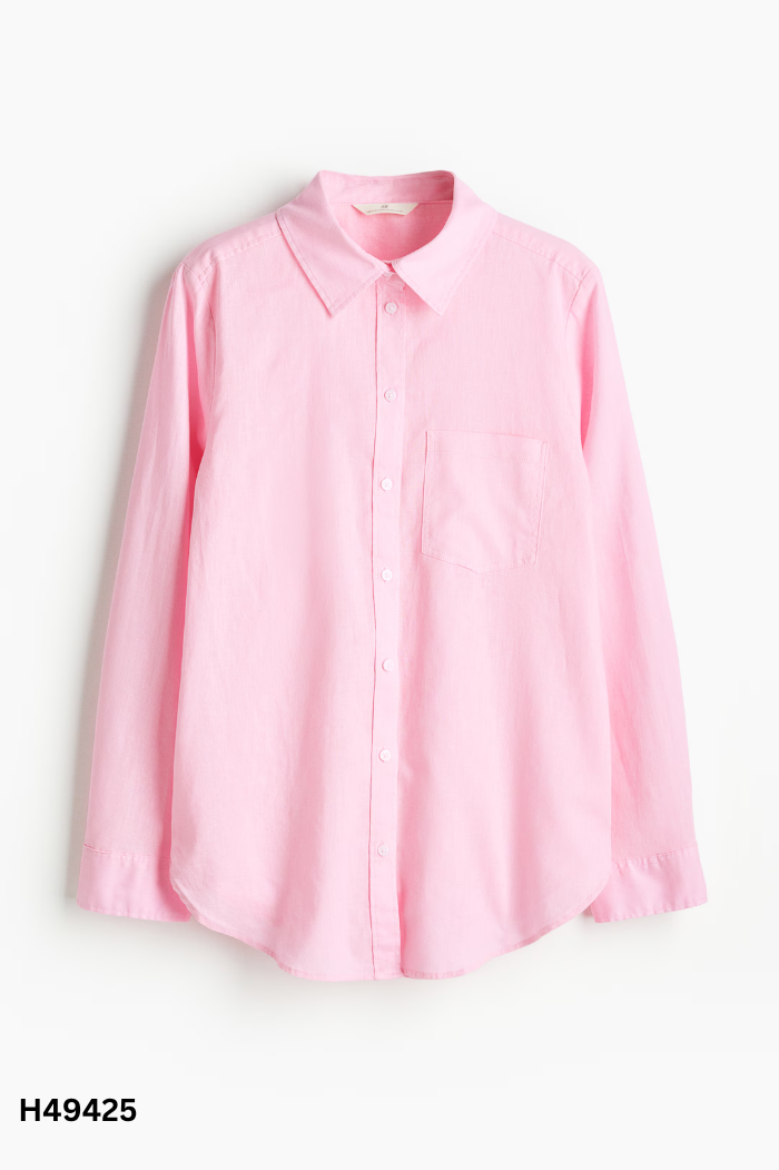 Áo sơ mi HM linen hồng