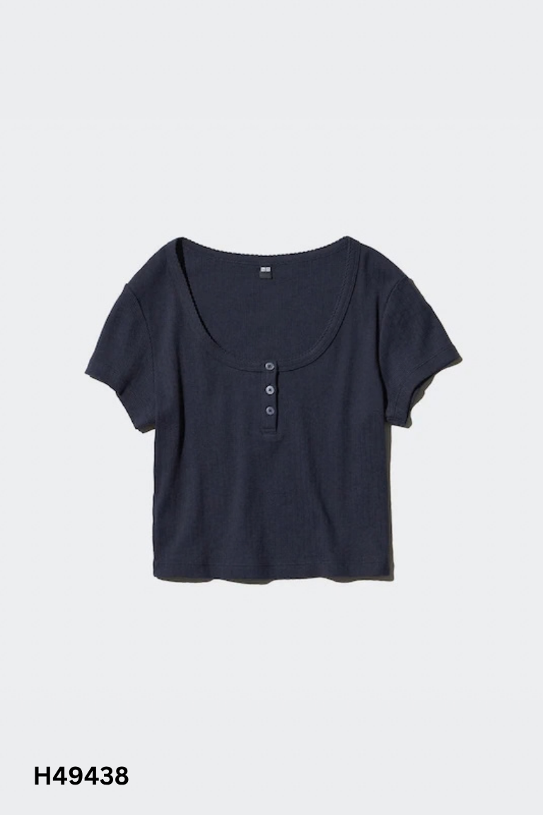 Áo xanh UNIQLO len ngắn tay