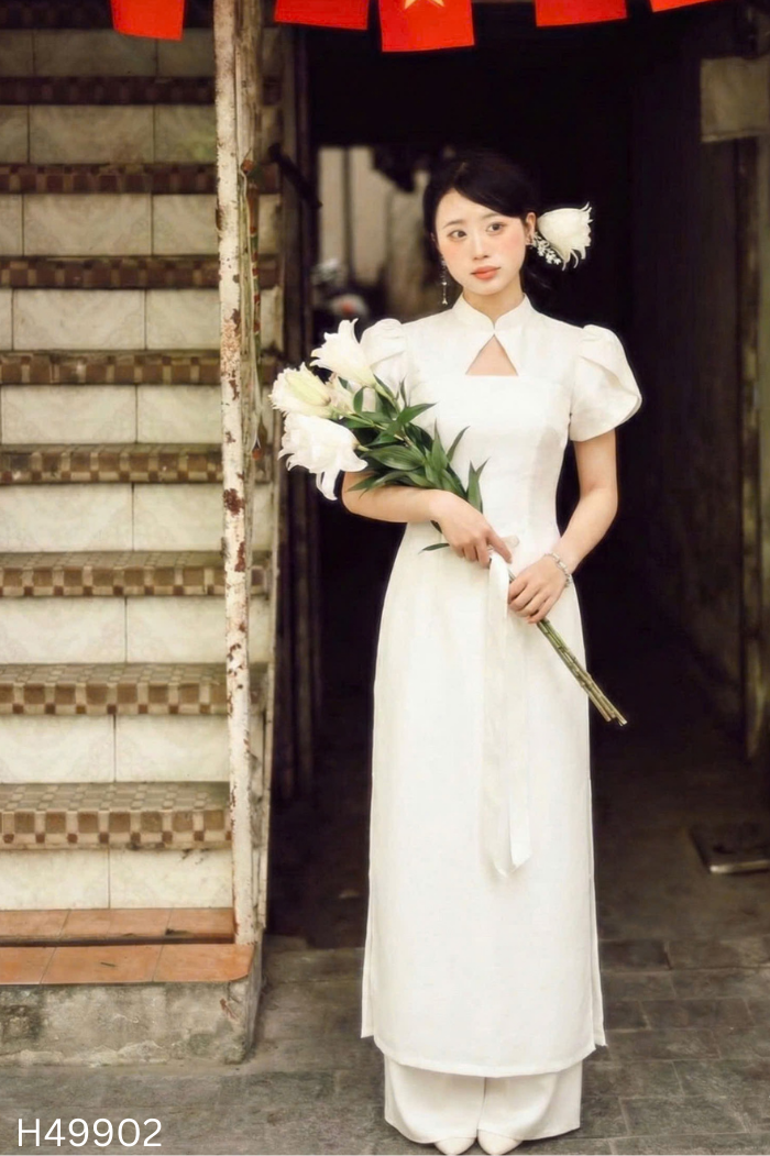 Áo dài taffta be ngắn tay