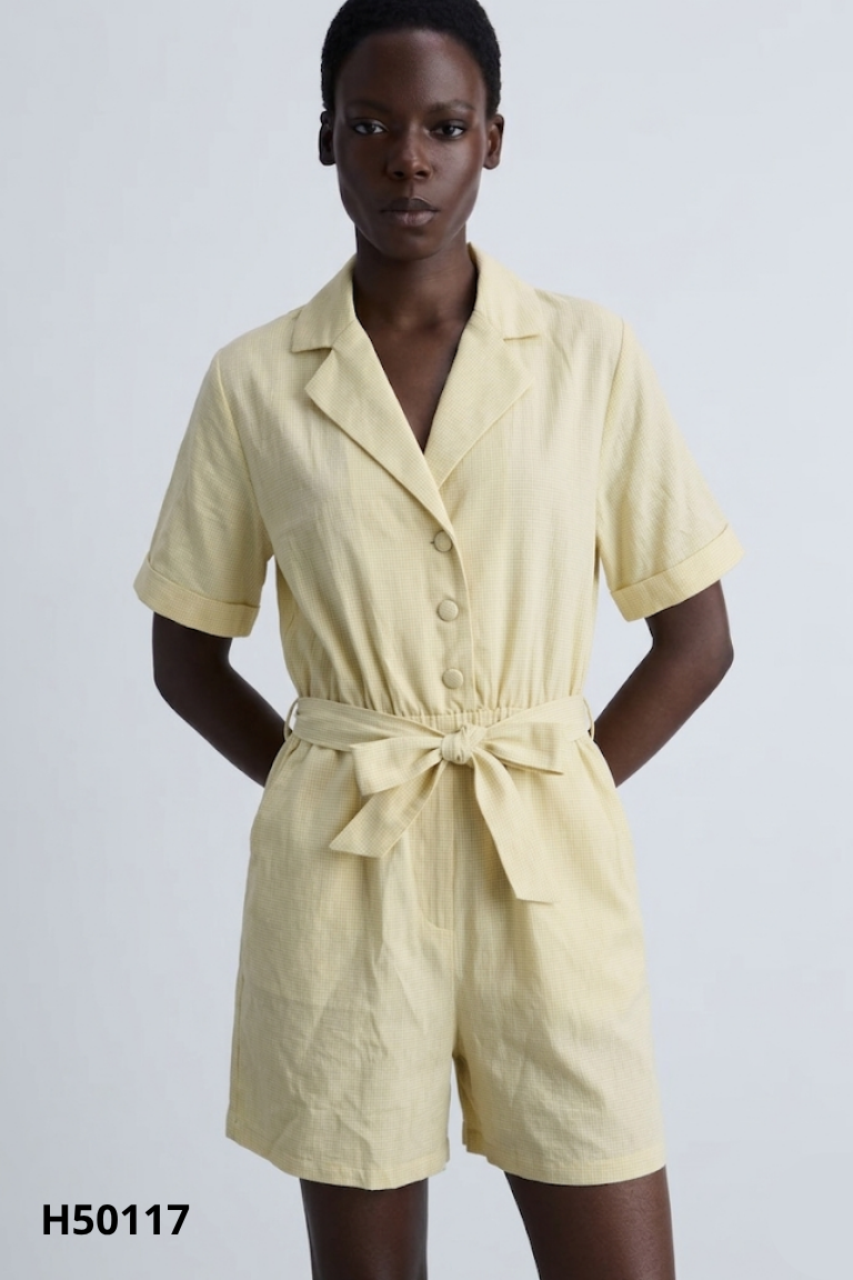 Jumpsuits vàng CACHE kẻ trắng