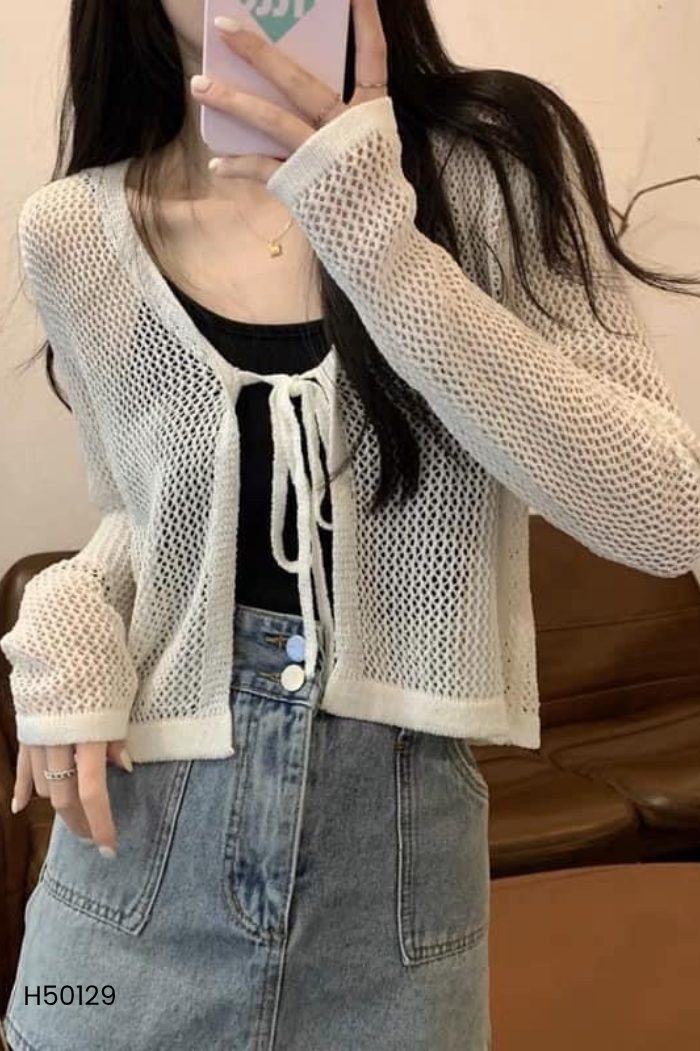 Áo len lưới be