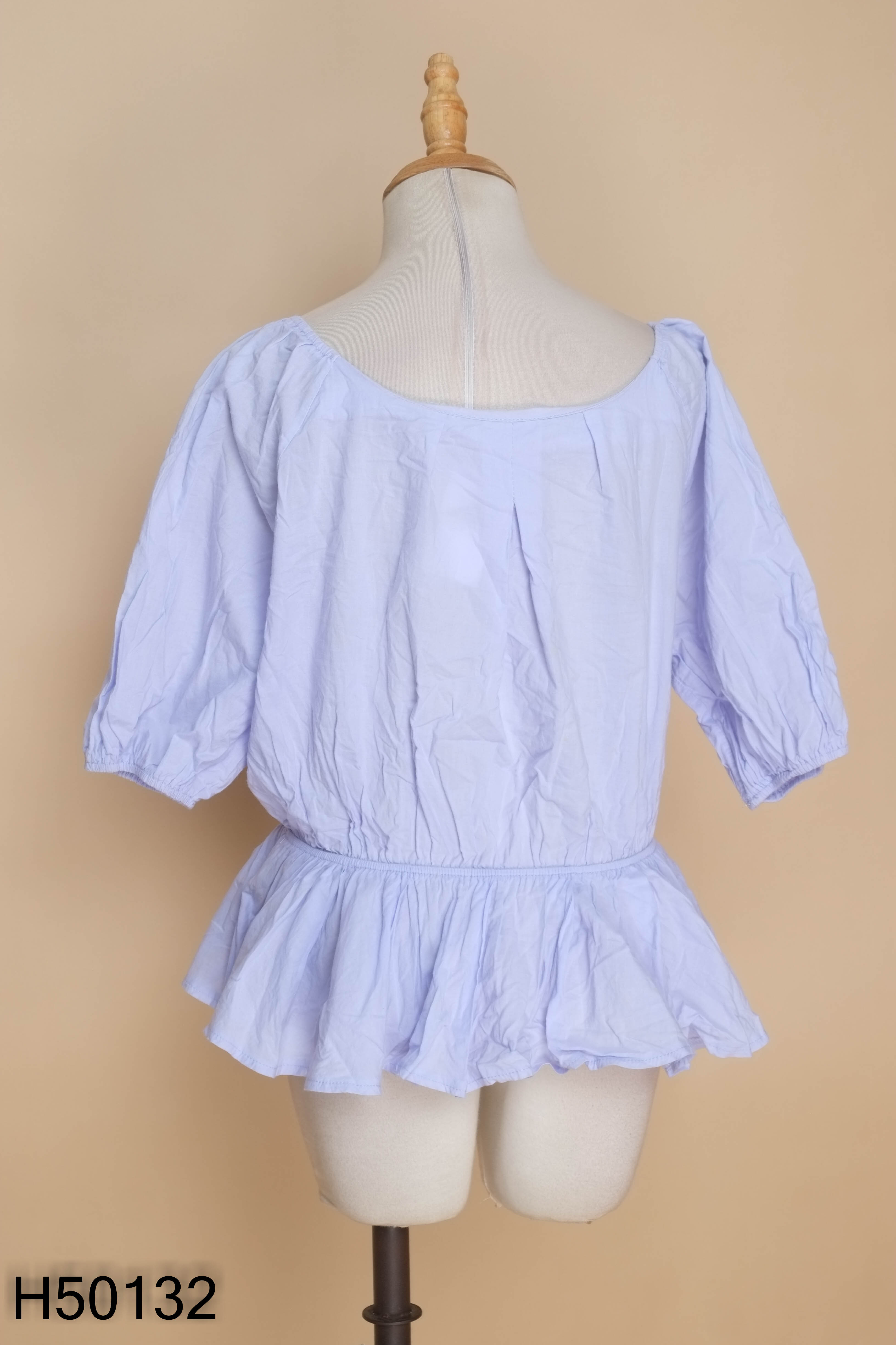 Áo kiểu xanh tay bồng