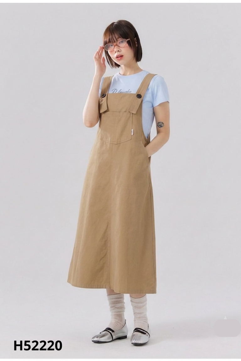 Jumpsuit yếm nâu trơn