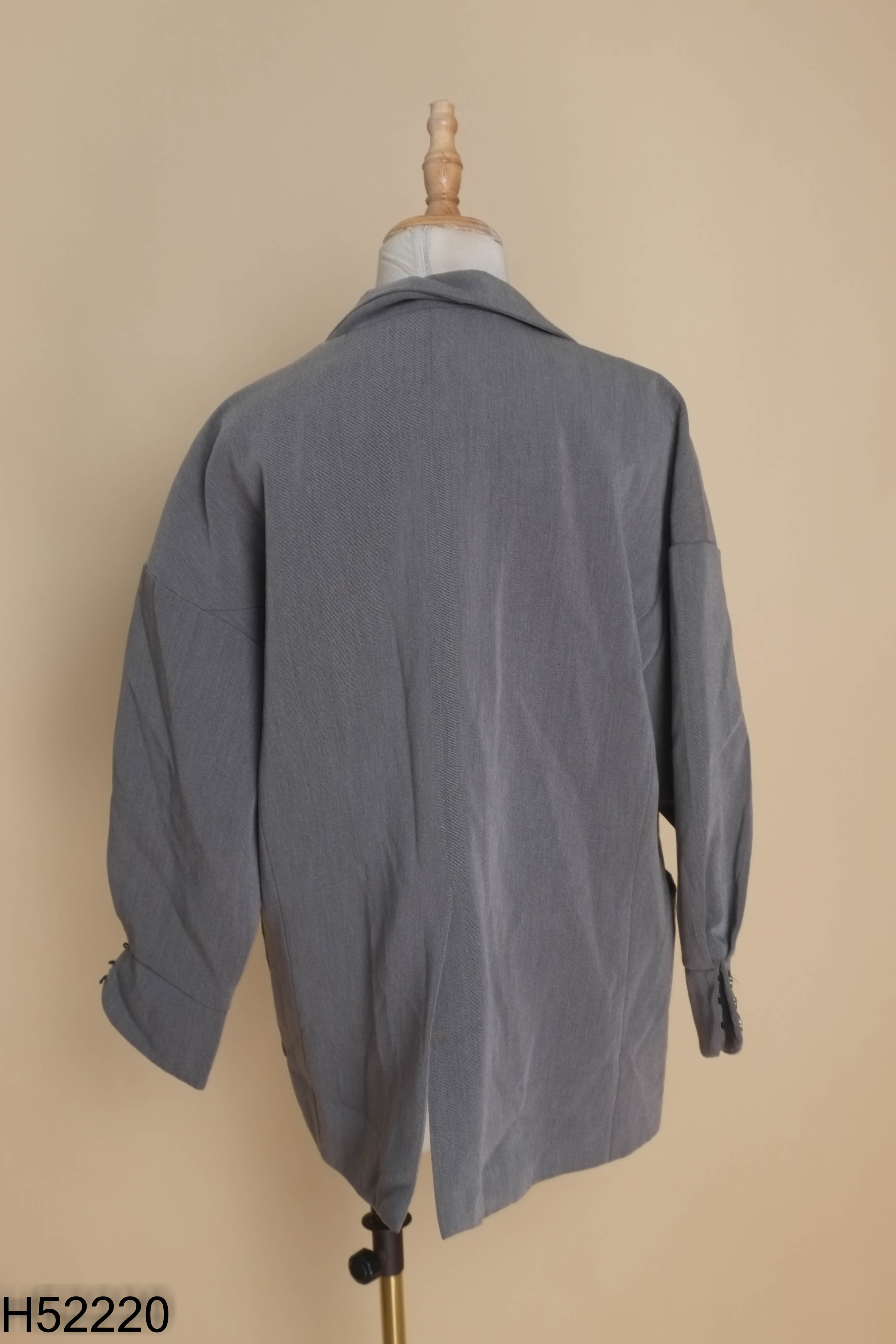 Áo khoác blazer xám trơn phối túi