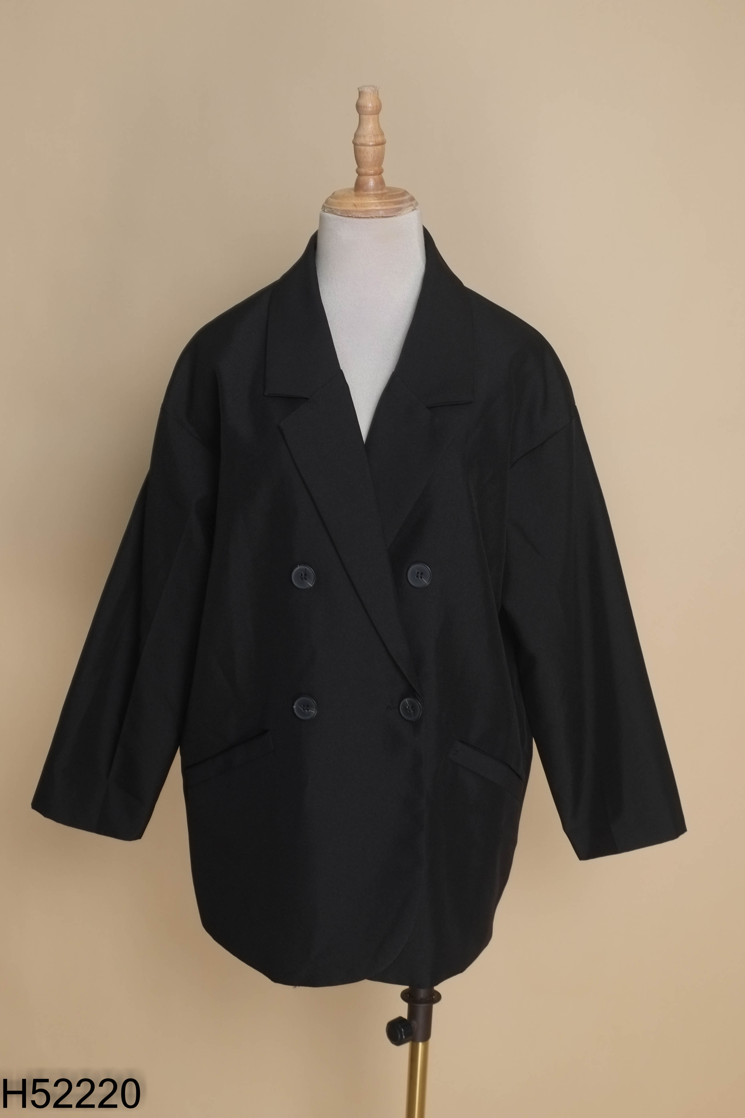 Áo khoác blazer đen trơn túi chéo