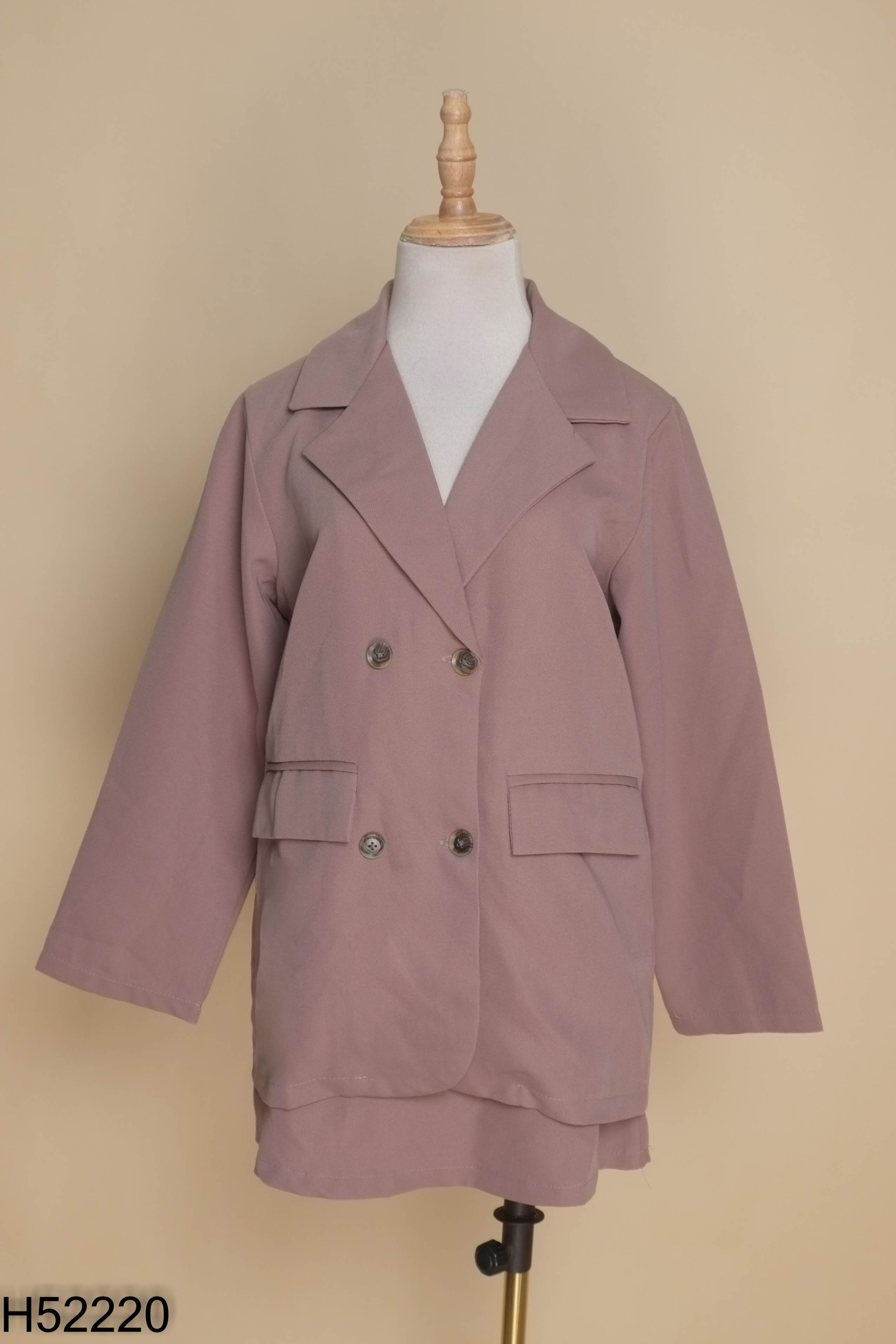 Set Áo khoác blazer nâu trơn + Chân váy chữ A