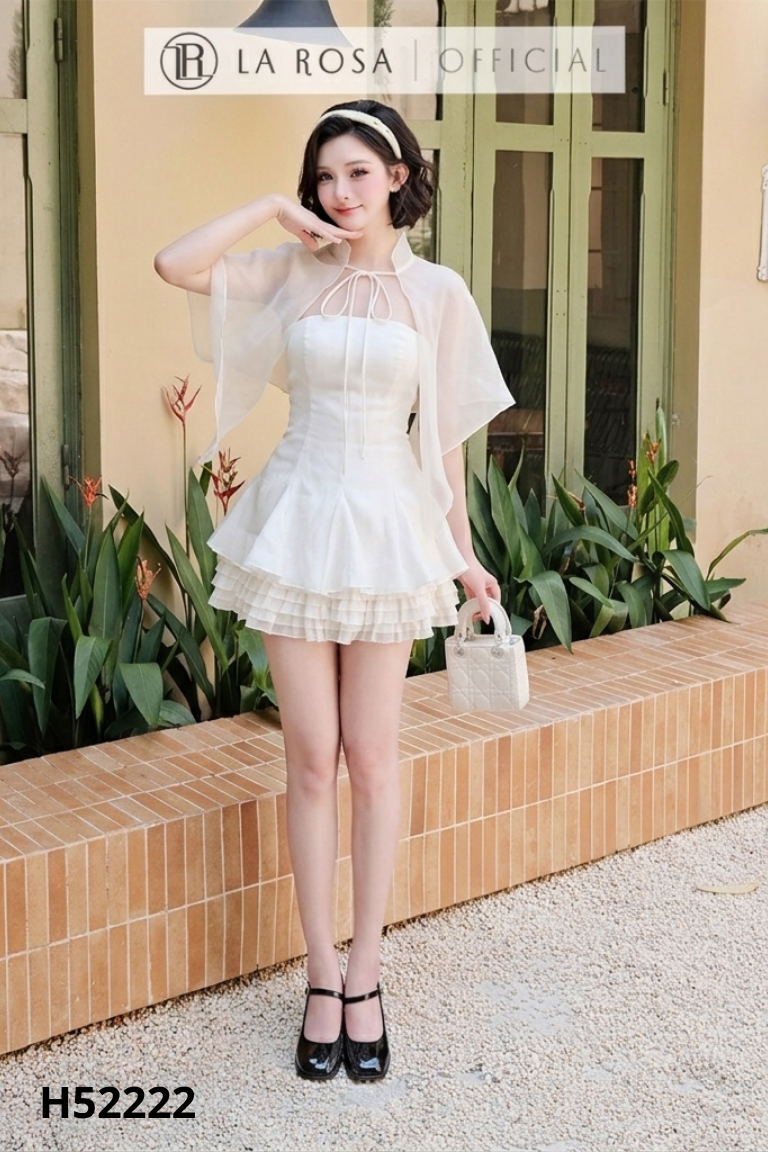 NEWTAG Váy voan be cúp ngực phối vạt