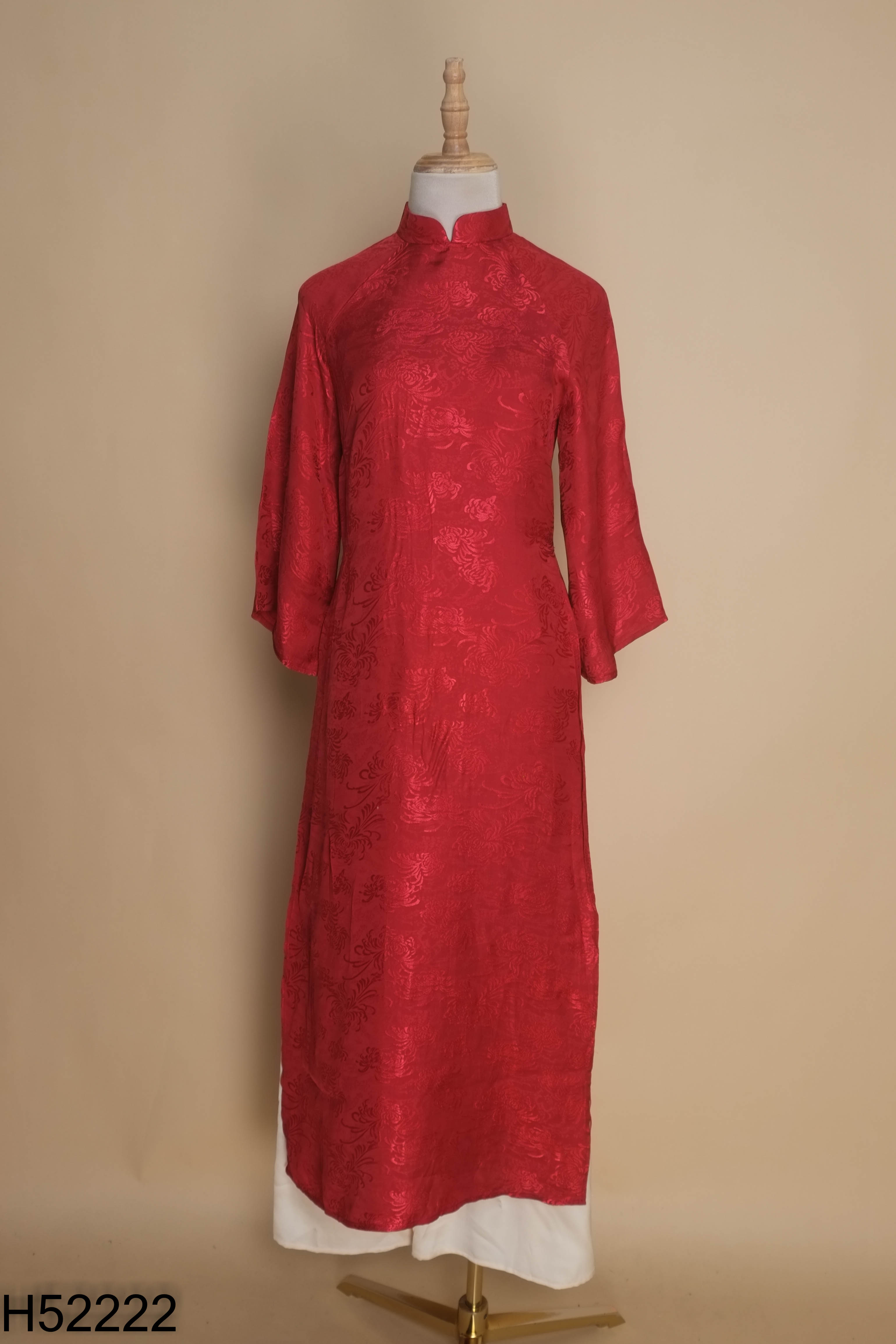 Set Áo dài MAMAMIA đỏ hoa + quần be