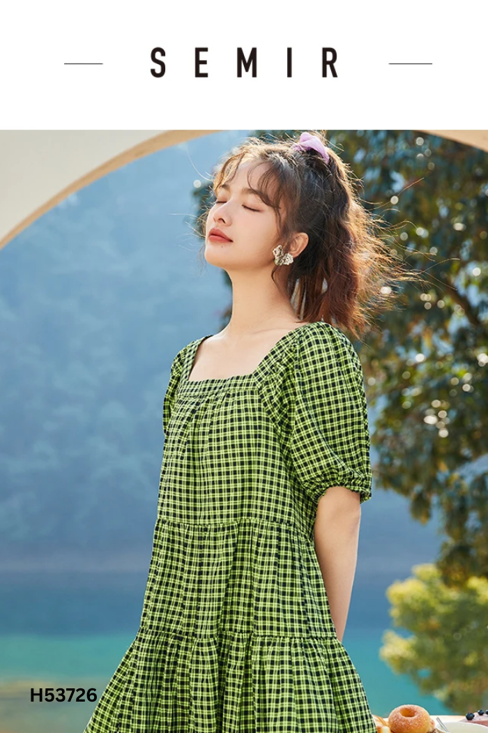 Váy SEM/R xanh kẻ đen