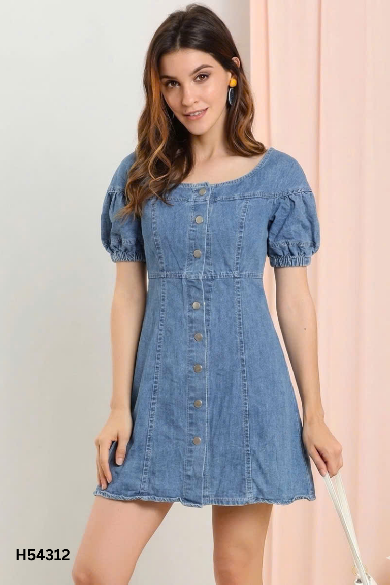 Váy jean xanh tay bồng