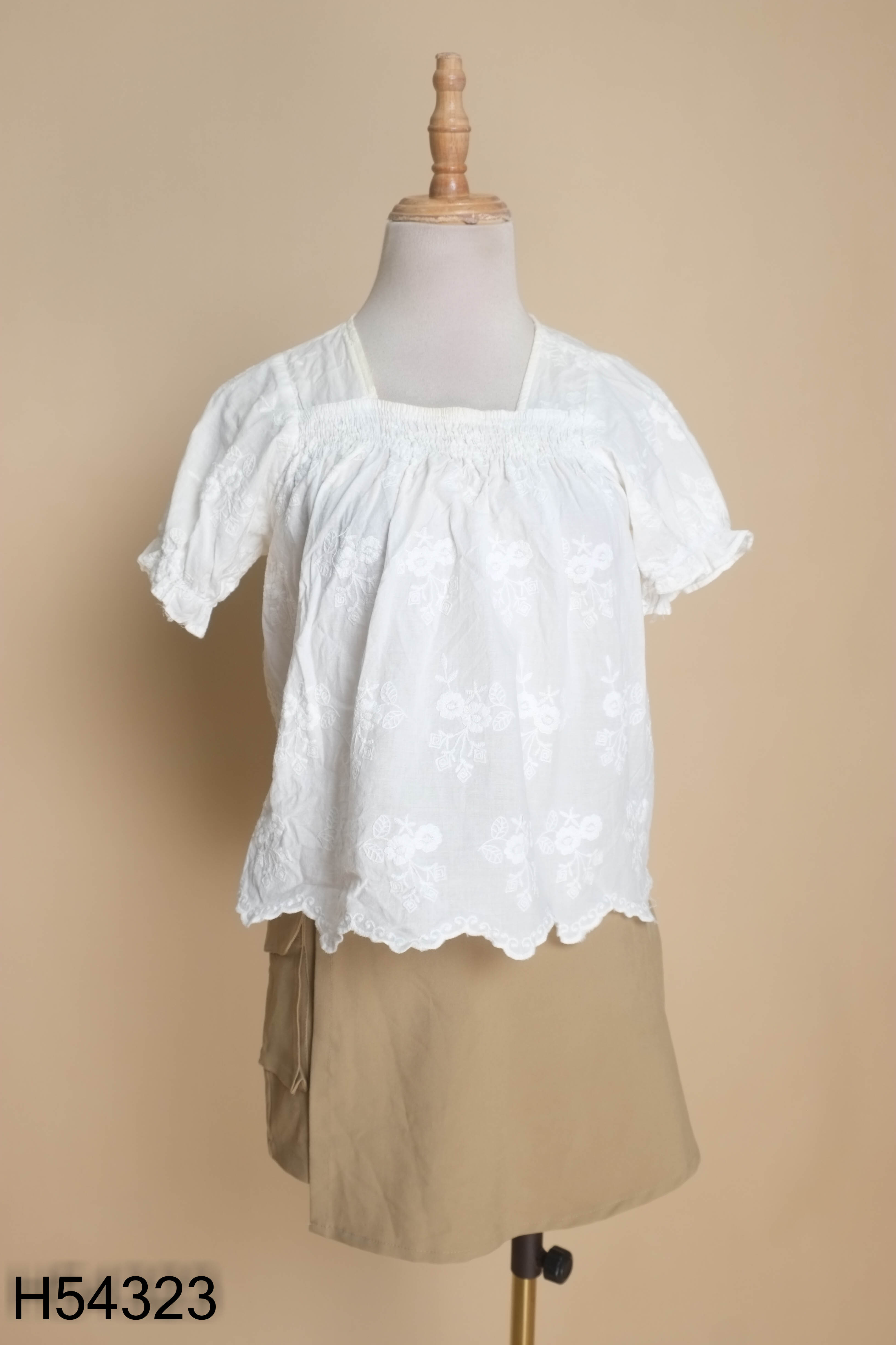 Set Áo babydoll be + Chân váy nâu