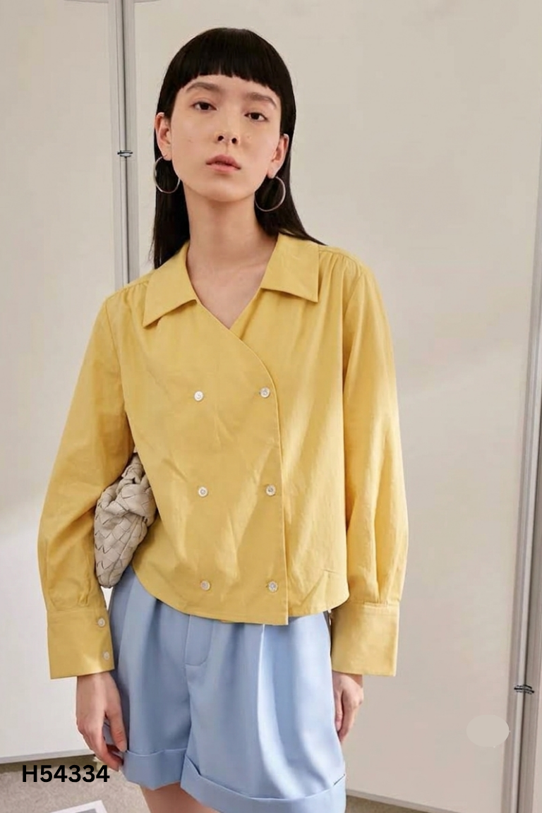 Áo sơ mi kiểu vàng cổ V